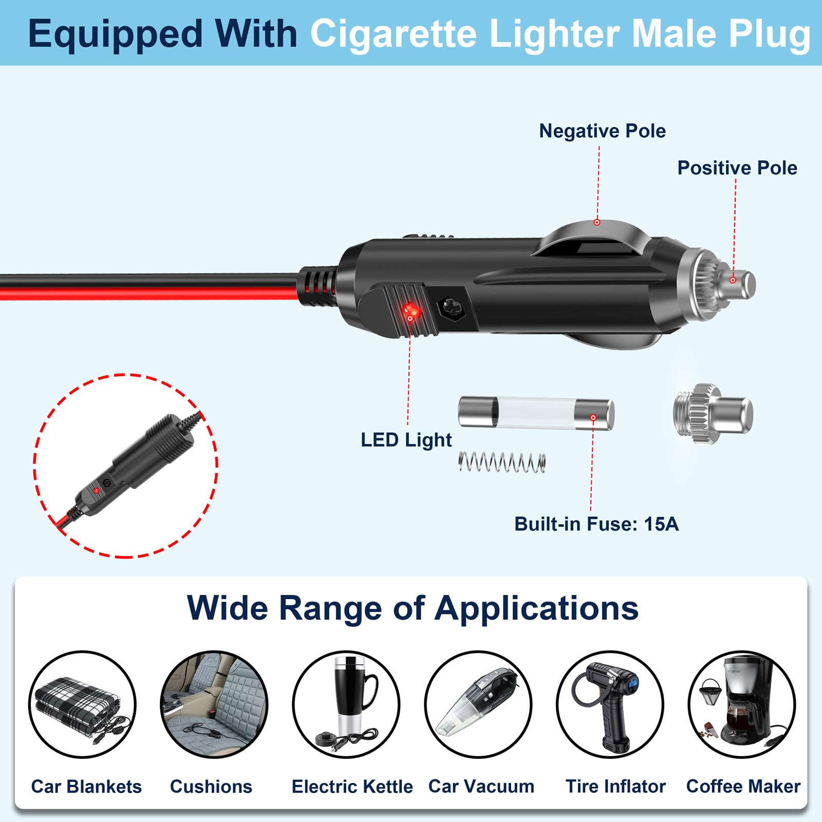 Qidoe Cigarette Lighter Splitter,300W 4-Socket Car Charger Adapter With Dual Pd30W Type C & Qc18W Usb,12V/24V Car Splitter Adapt