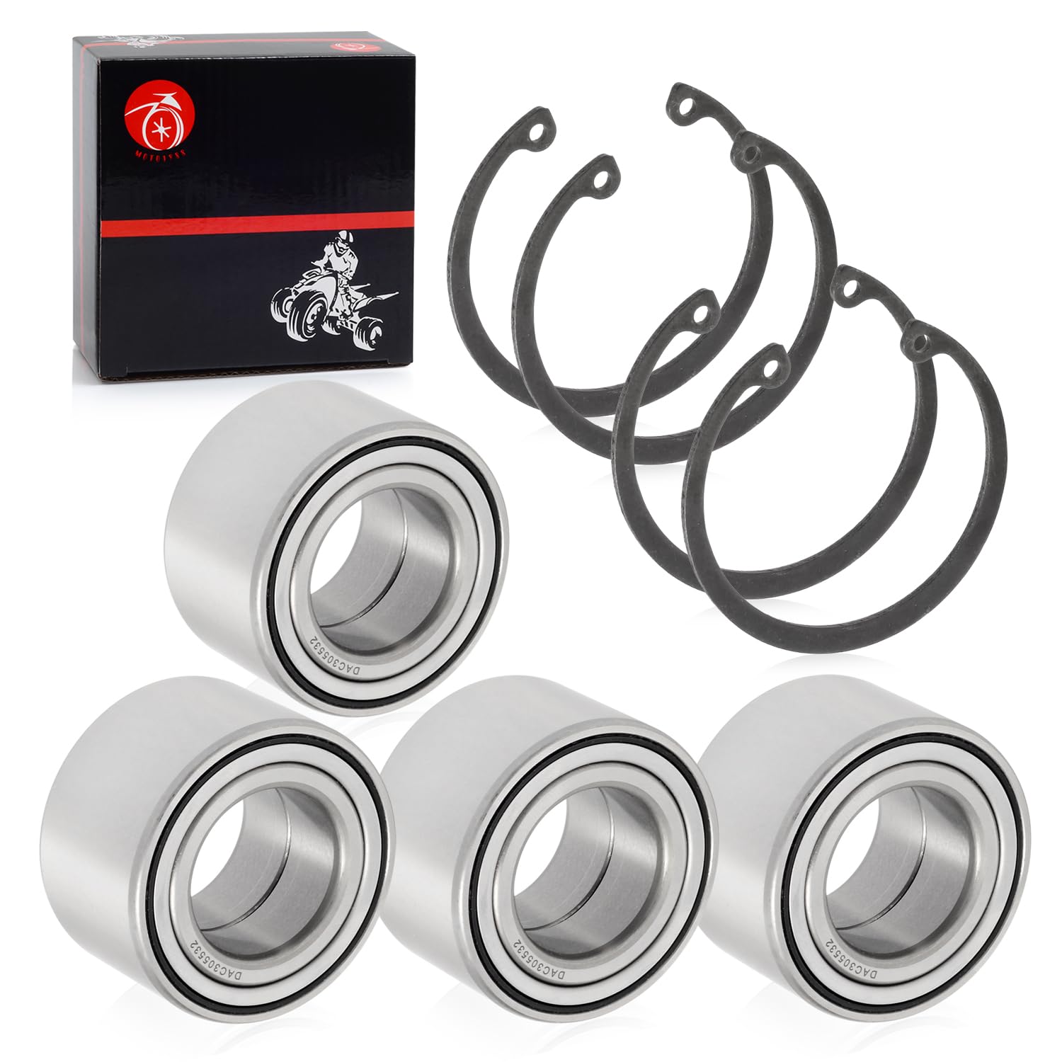 93305-00602-00 Front & Rear Heavy Duty Wheel Bearing 30x55x32mm + CIRCLIP Compatible with YAMAHA GRIZZLY 550 660 700 Kodiak 450