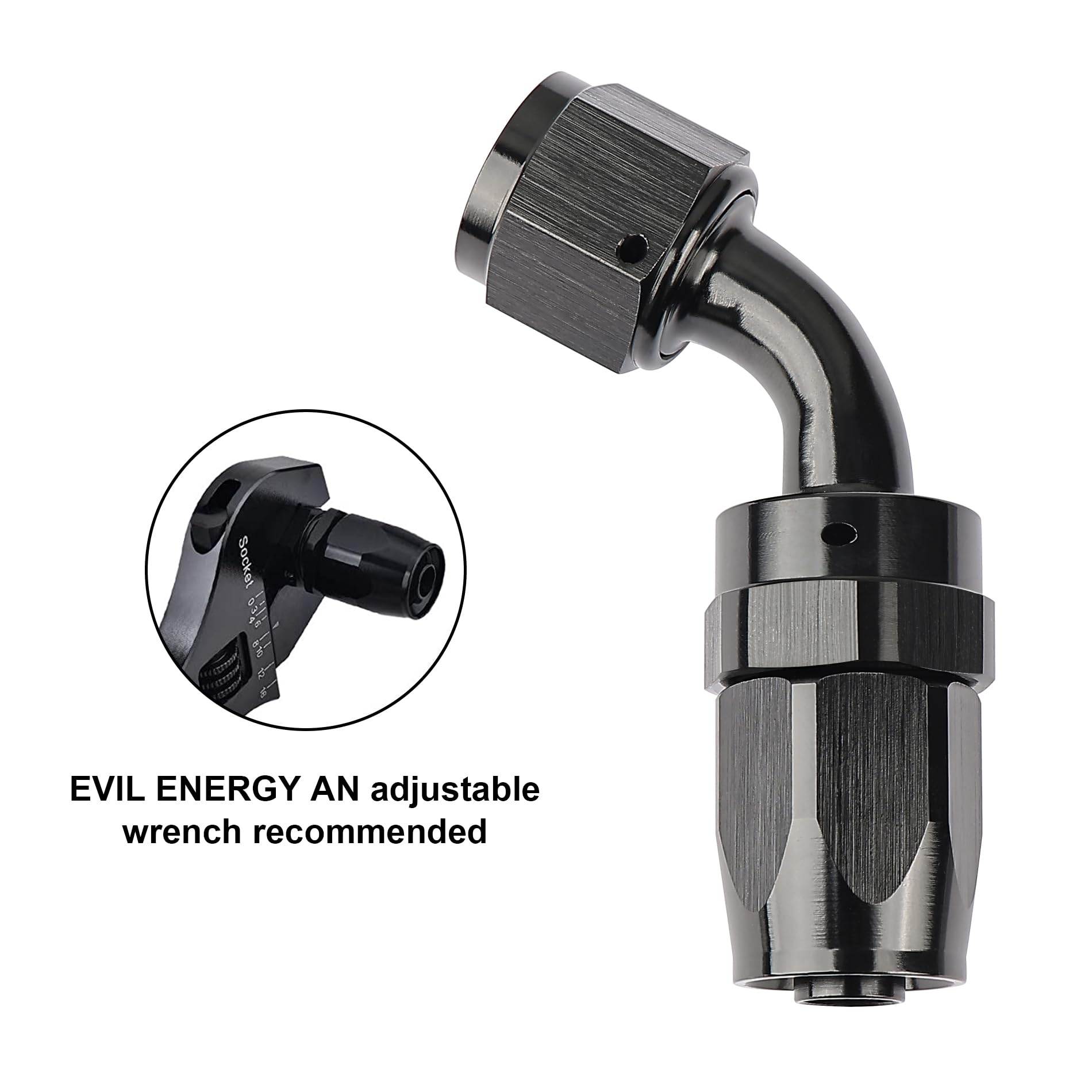 Evil Energy 6An Hose End Fitting 60 Degree Swivel For Cpe Braided Fuel Hose Black