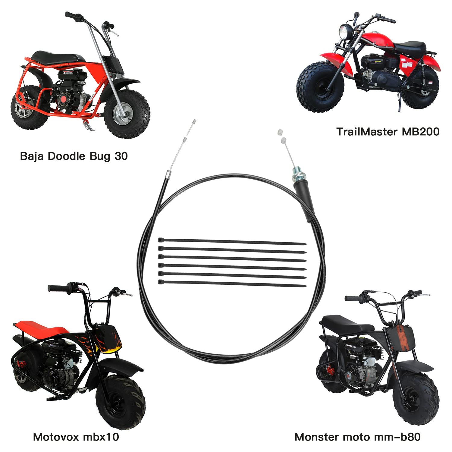 Yoxufa 50 Inch Throttle Cable For 79Cc 80Cc 97Cc 196Cc 200Cc 212Cc 6.5Hp Coleman Ct200U Ct200U-Ex Bt200X Baja Warrior Mb165 Mb20