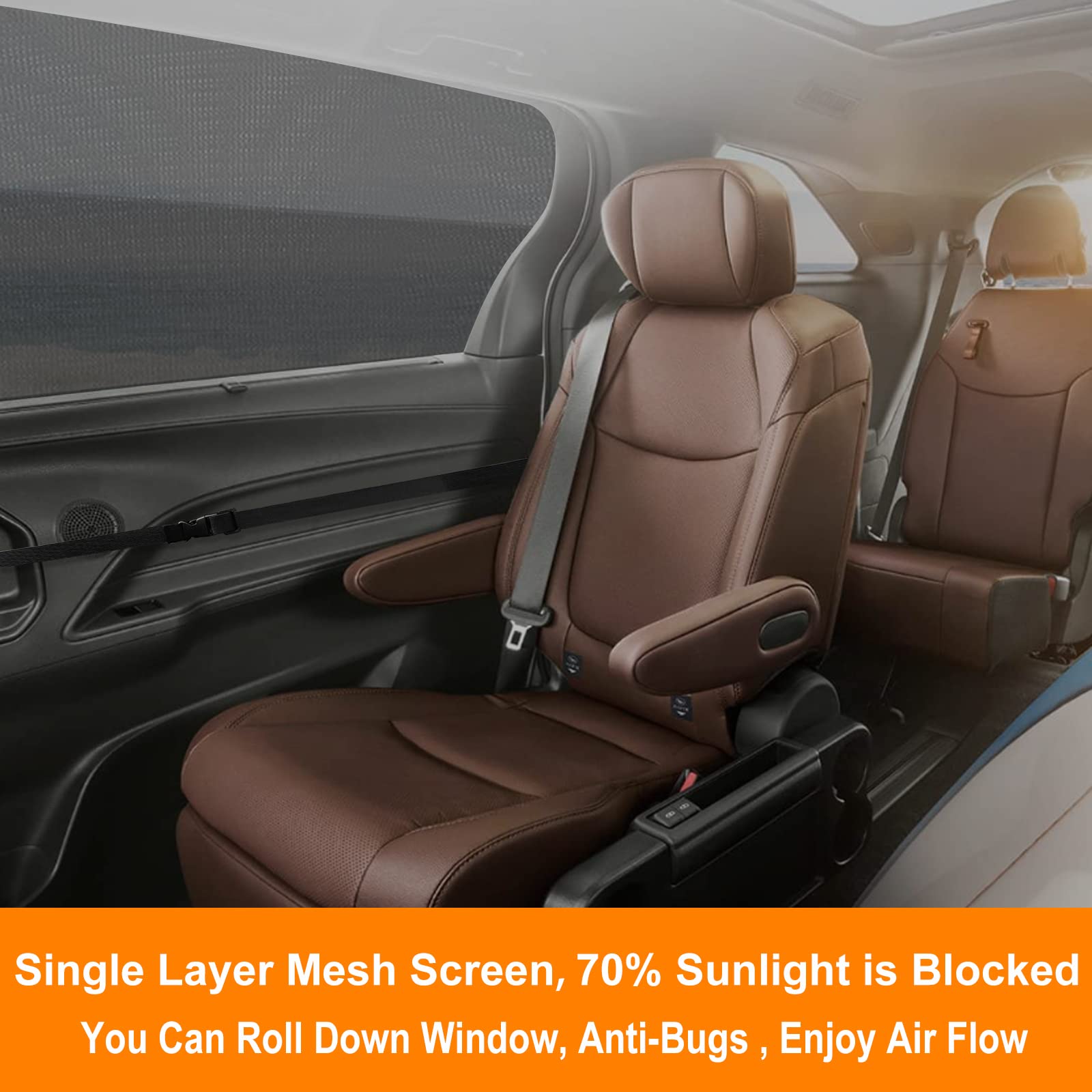Soulian Mesh Car Window Screens - 2 Packs, XL Single Layer Sunshade, Black, Model SL02-HD for MPV Sliding Door & Large Trucks