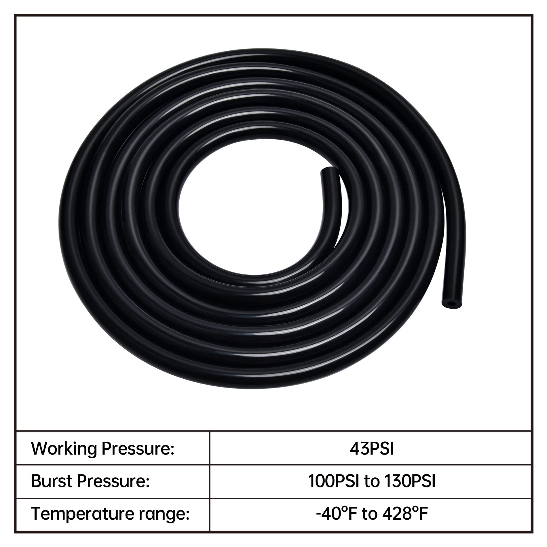 Evil Energy 1/4 Silicone Vacuum Tubing Hose Line 10Ft 130Psi Max Pressure Black (6Mm Id)