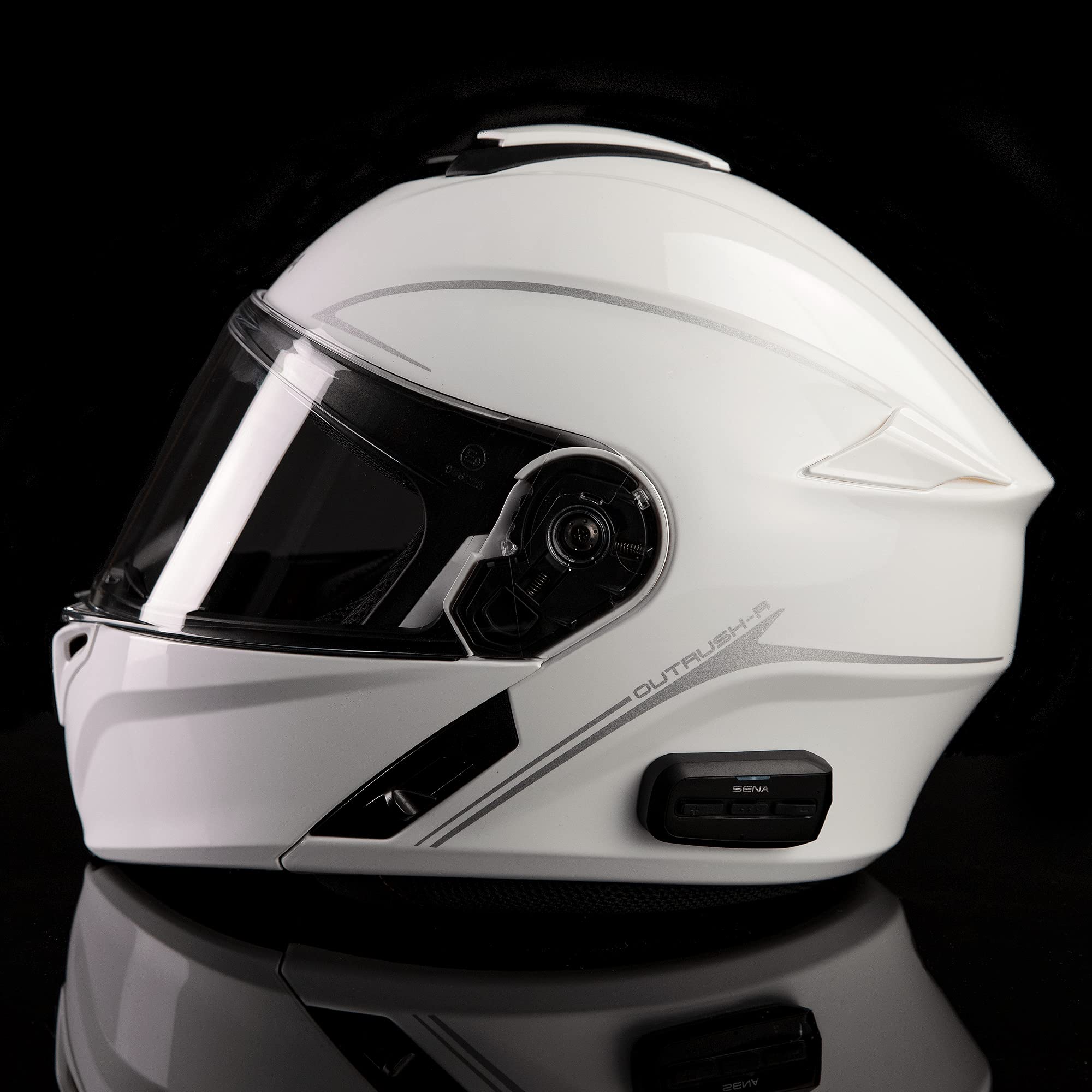 Sena Outrush R Bluetooth Modular Motorcycle Helmet With Intercom System (Gloss White, Xx-Large), Discontinued