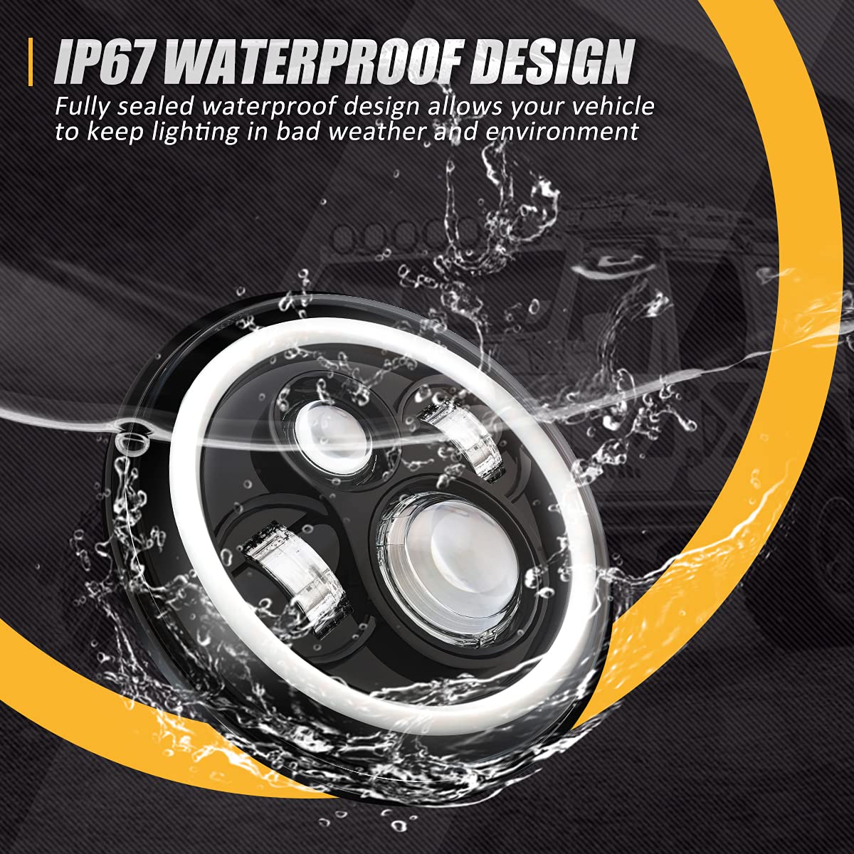 Nuvision Lighting Nvl-Hl-001H 7 Inches Led Halo Drl Headlight High Low Beam Compatible With 97-17 Jeep Wrangler Jk Tj Lj Cj 18 W