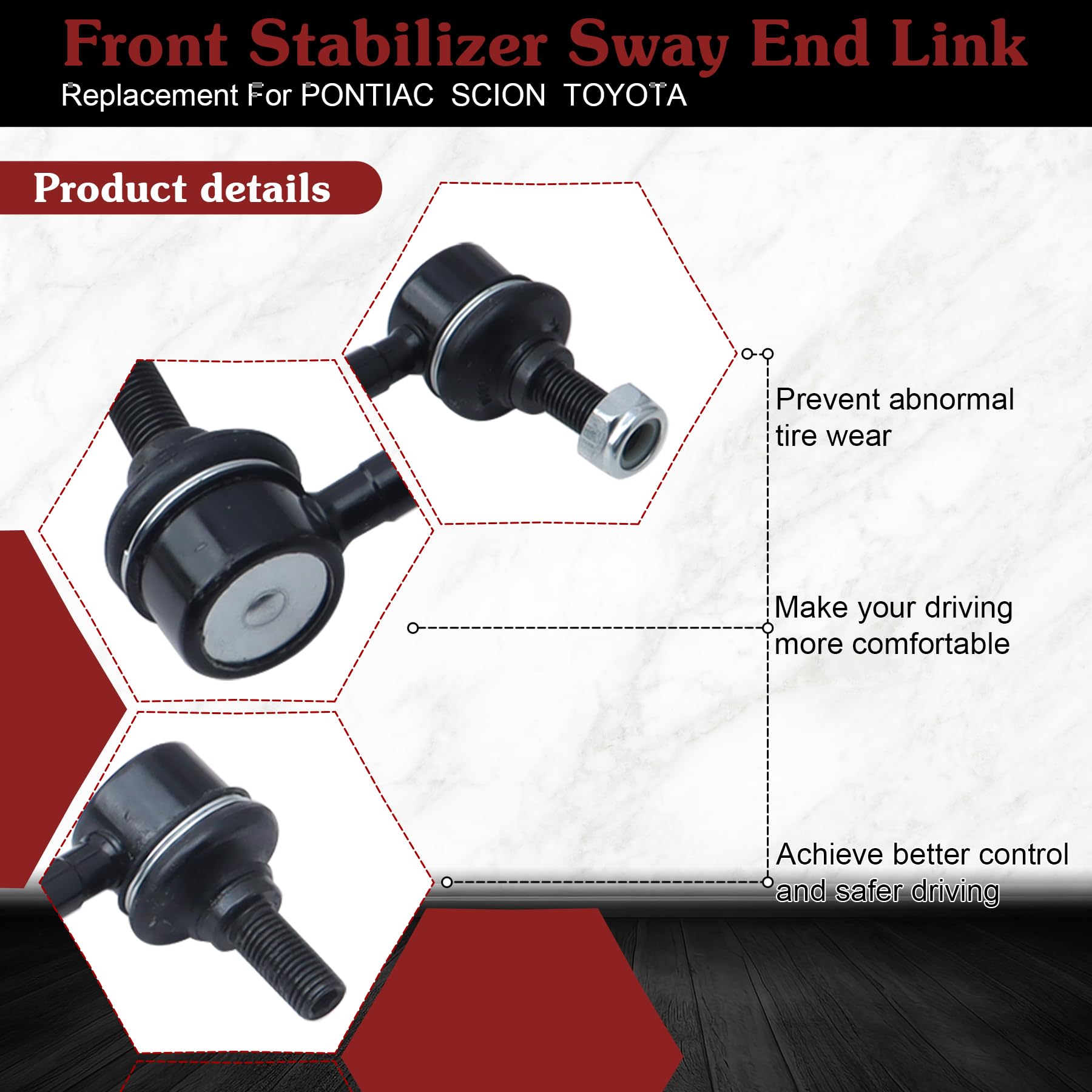 Stiueoav K90433 Sway Bar Link - Front Stabilizer End Link Compatible With 2003-2010 Vibe?2005-2010 Tc?2003-2019 Corolla?2003-201