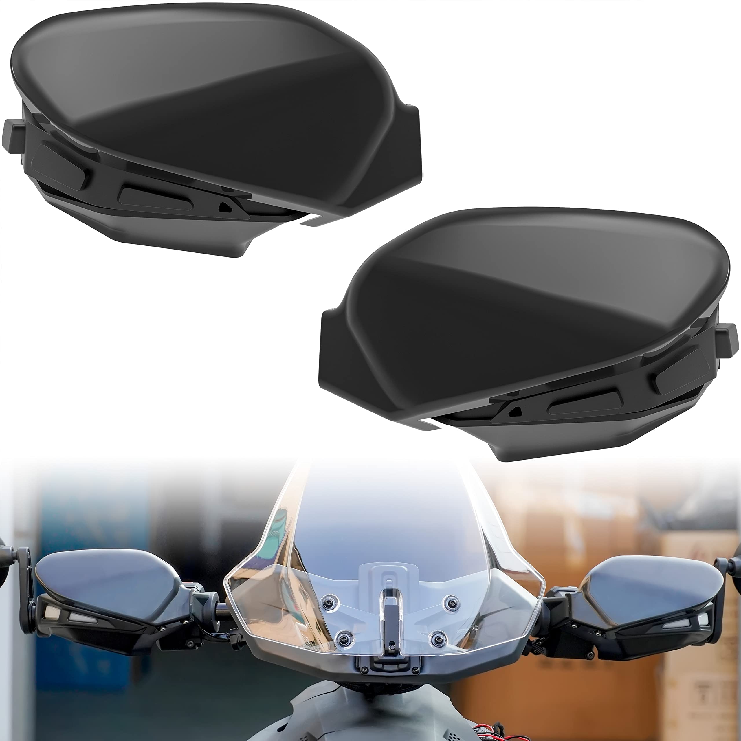 Sautvs Black Handguards Protector Wind Deflector For Can Am Ryker, Plastic Hand Guards Air Deflector Kit For Can-Am Ryker 600 900 Sport Rally Edition All Models Accessories (2Pcs, Replace #219400894)