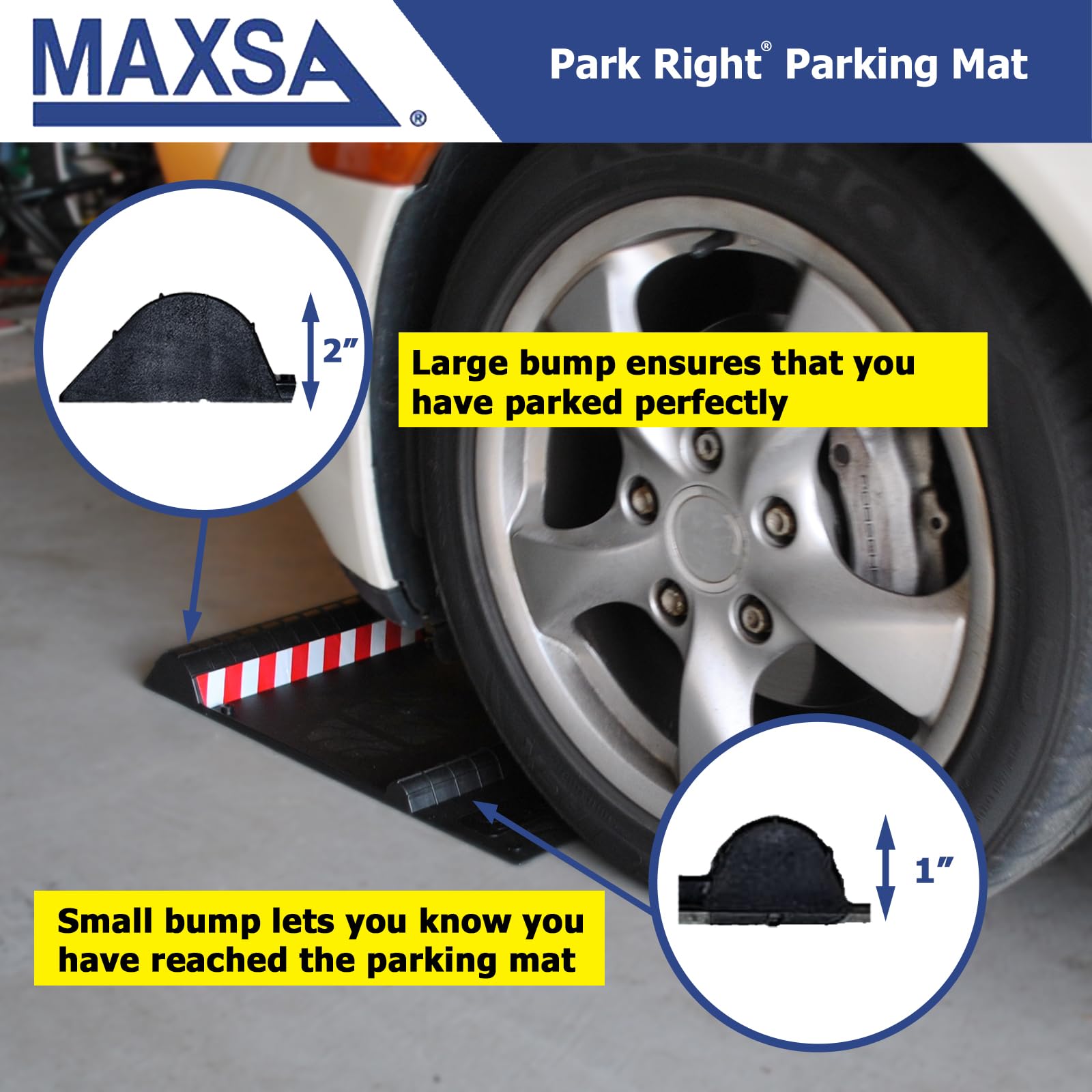 Maxsa 37356 Park Right 21" X 11" X 2" Parking Mat, Yellow
