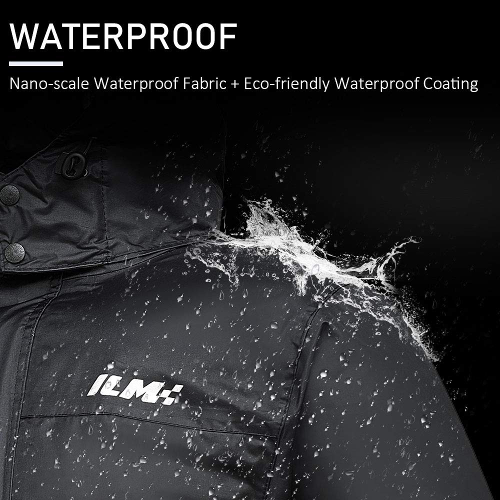 Ilm Motorcycle Rain Suit For Women Waterproof Resistant Raincoat 6 Pockets 2 Pieces Packable Rainwear Jacket And Pants Model Rs0