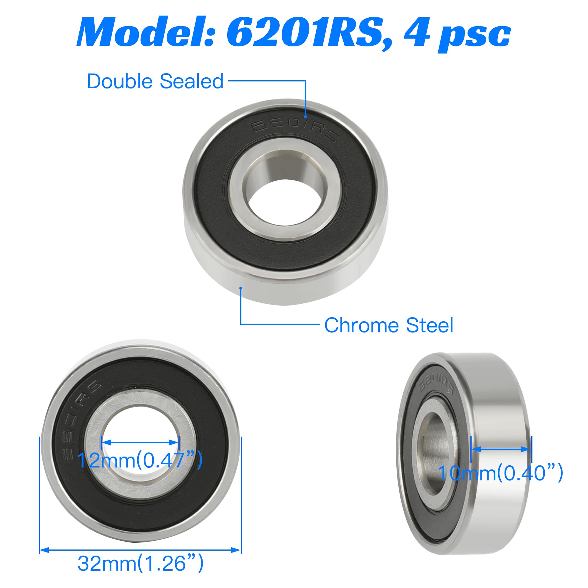 YOXUFA Front and Rear Wheel Bearing Kit for Coleman CT100U CC100X KT196 Baja Doodlebug DB30 Motovox Mbx10 mbx11 mmb80 105cc Real