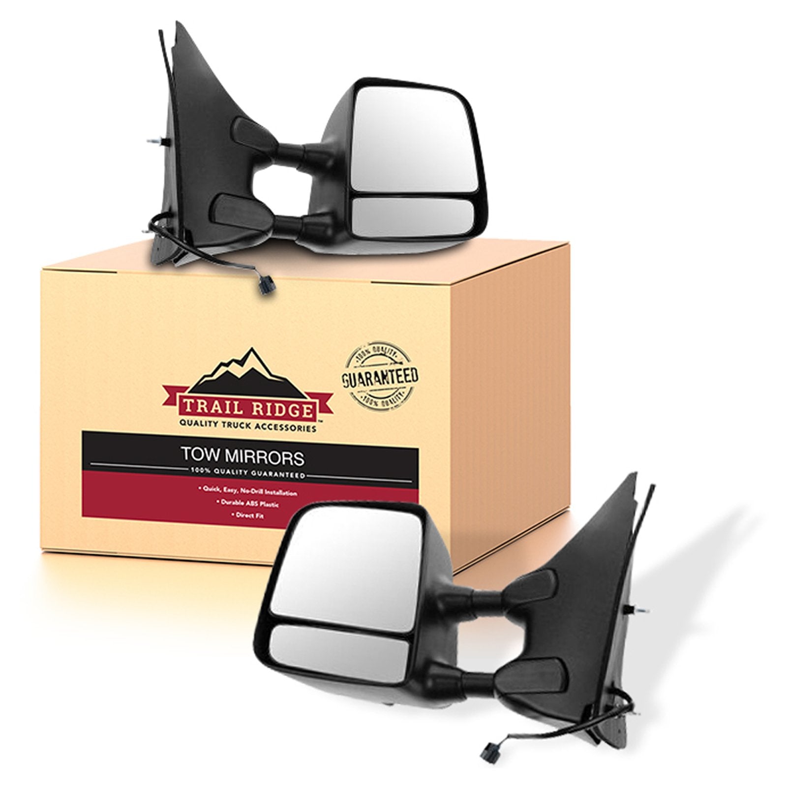 Trail Ridge Tow Mirror Power Heated Textured Black Chrome Pair for Nissan Suzuki