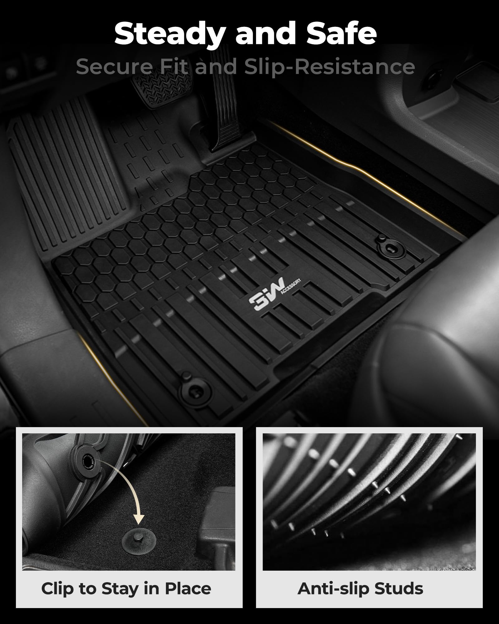 3W Floor Mats Fit Toyota Sienna 2021-2025 (Only For 8 Seat), Tpe All Weather Custom Fit Floor Liner For Toyota Sienna 1St, 2Nd A