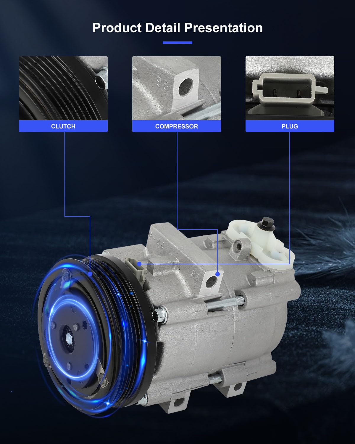 ECCPP A/C Compressor with Clutch 1995-2000 Fit for Ford Contour 2.5L 2001-2006 Fit for Mazda Tribute 3.0L AC Compressor