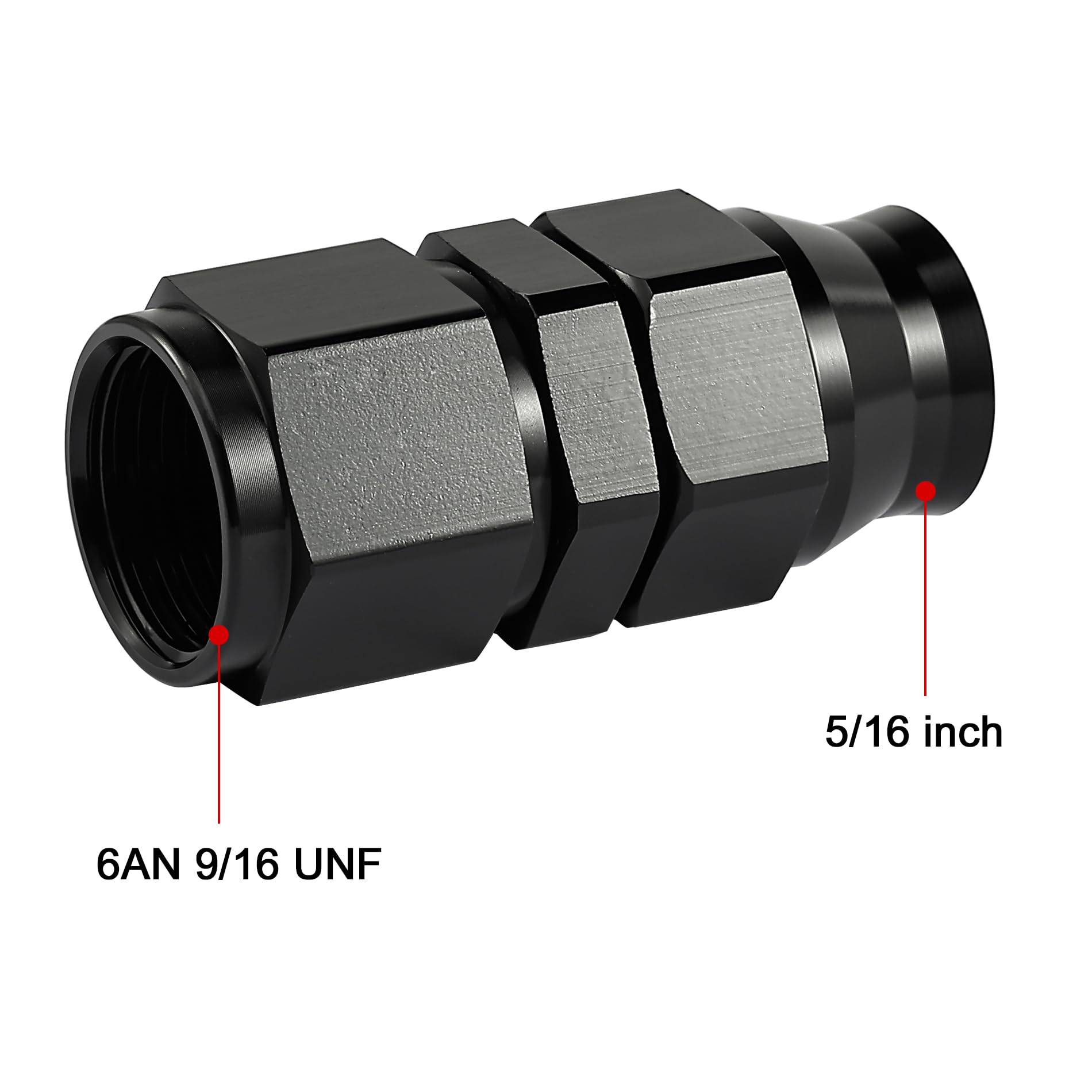 EVIL ENERGY 6AN Female Flare to 5/16 '' Compression Hardline Fitting Aluminum Black 2PCS