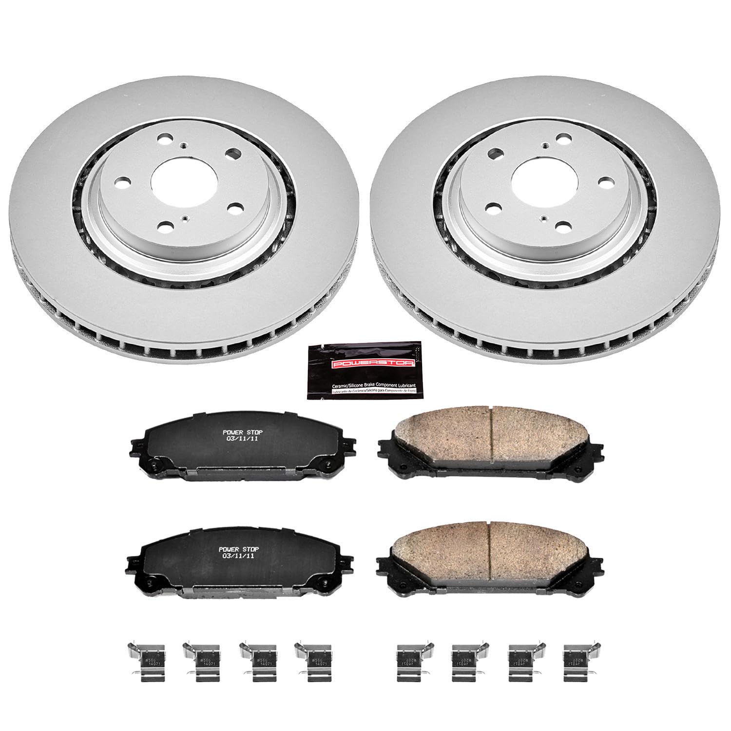 Power Stop Crk4713 Front Ceramic Brake Pads And Coated Brake Rotors Kit For Lexus Nx200T Nx300 Nx300H Rx350 Rx450H | Toyota High