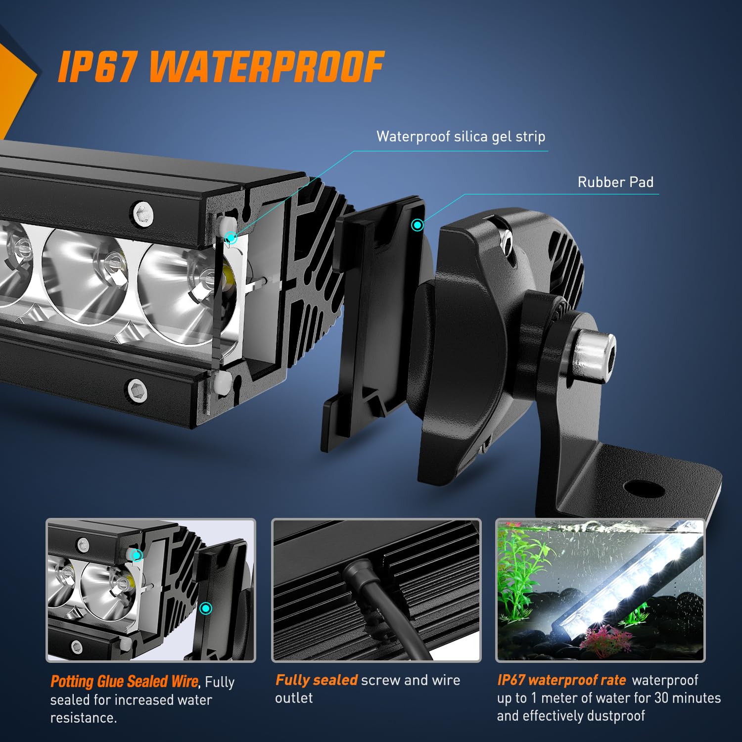 Nilight - 40004C-A Led Light Bar 21Inch 100W Spot & Flood Combo Single Row 9000Lm Off Road 3D Led Fog & Driving Light Roof Bumpe