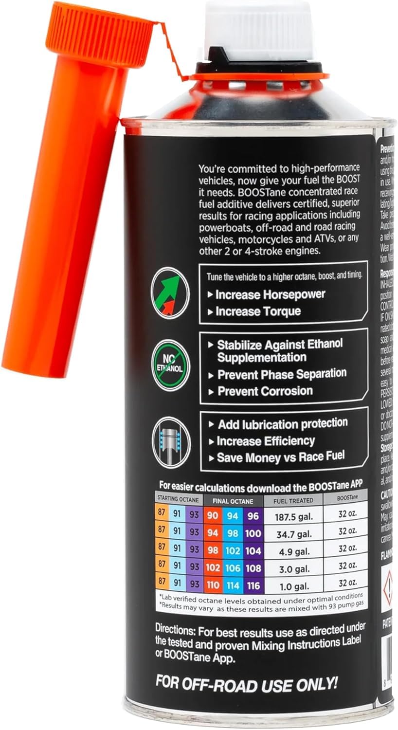 BOOSTane Professional Octane Booster 32oz - 6 Pack, High Performance Fuel Additive for Enhanced Engine Power