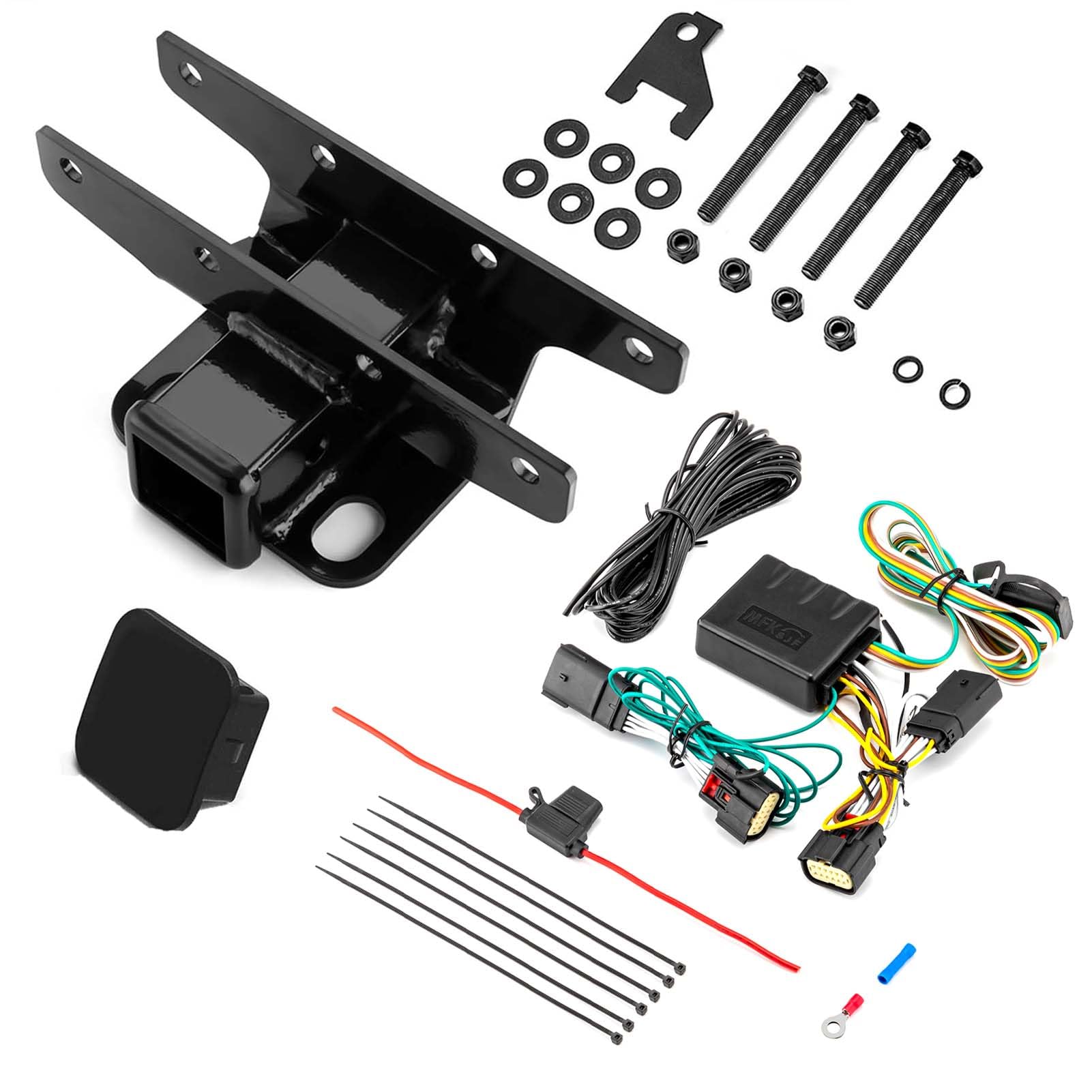 WeiSen 2'' Rear Trailer Hitch Receiver Class 3 Towing Hitch & 4-Pin Trailer Wiring Harness Compatible with Jeep Wrangler JL/JLU 