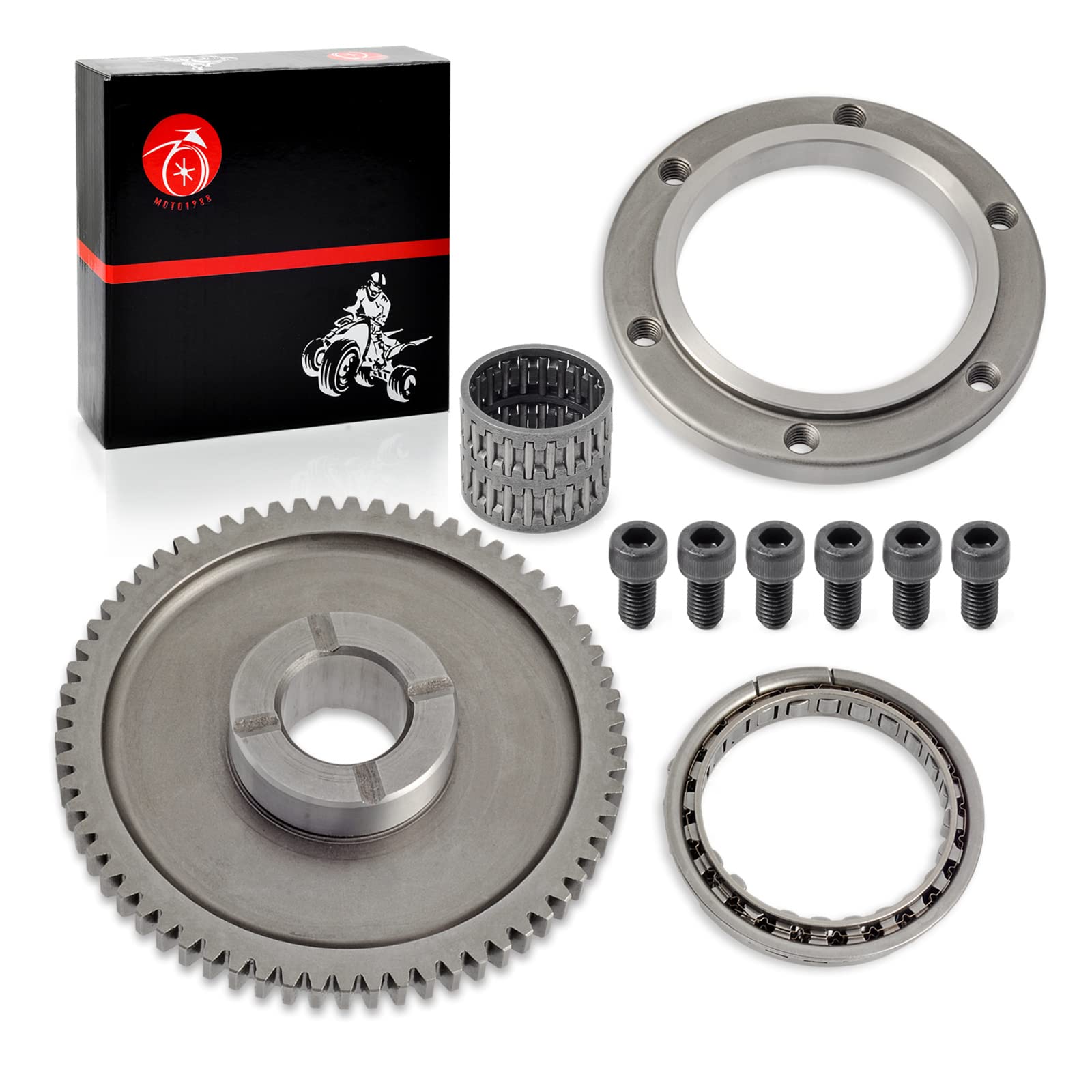 MOTO1988 Starter Clutch One Way Bearing Gear Idler Kit for YAMAHA Raptor 350, Warrior, Big Bear 350, Kodiak 400, Wolverine 350