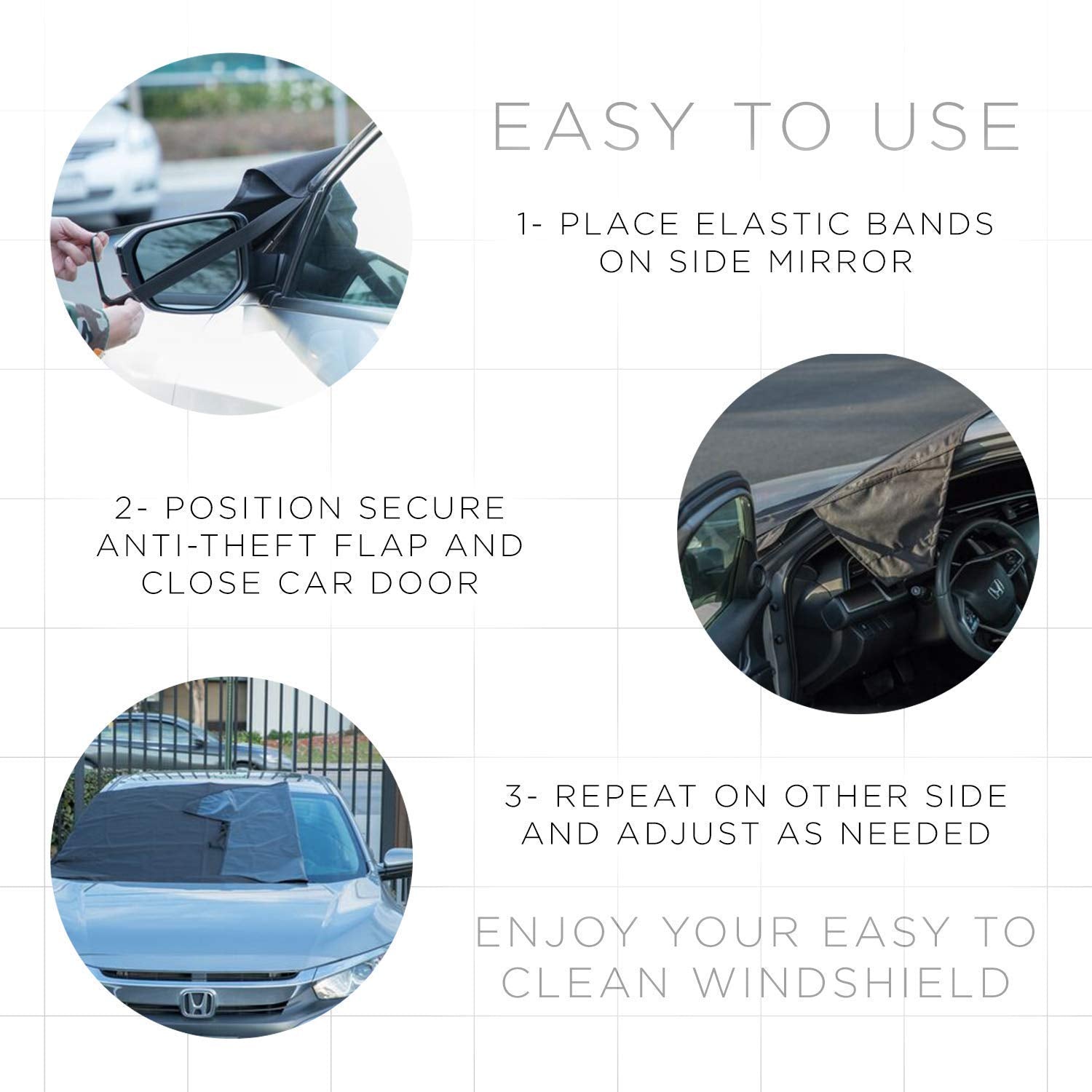 OxGord Windshield Cover for Ice and Snow - 700D Marine Waterproof Fabric for Harshest Weather- Fits Cars Trucks SUV Original Des