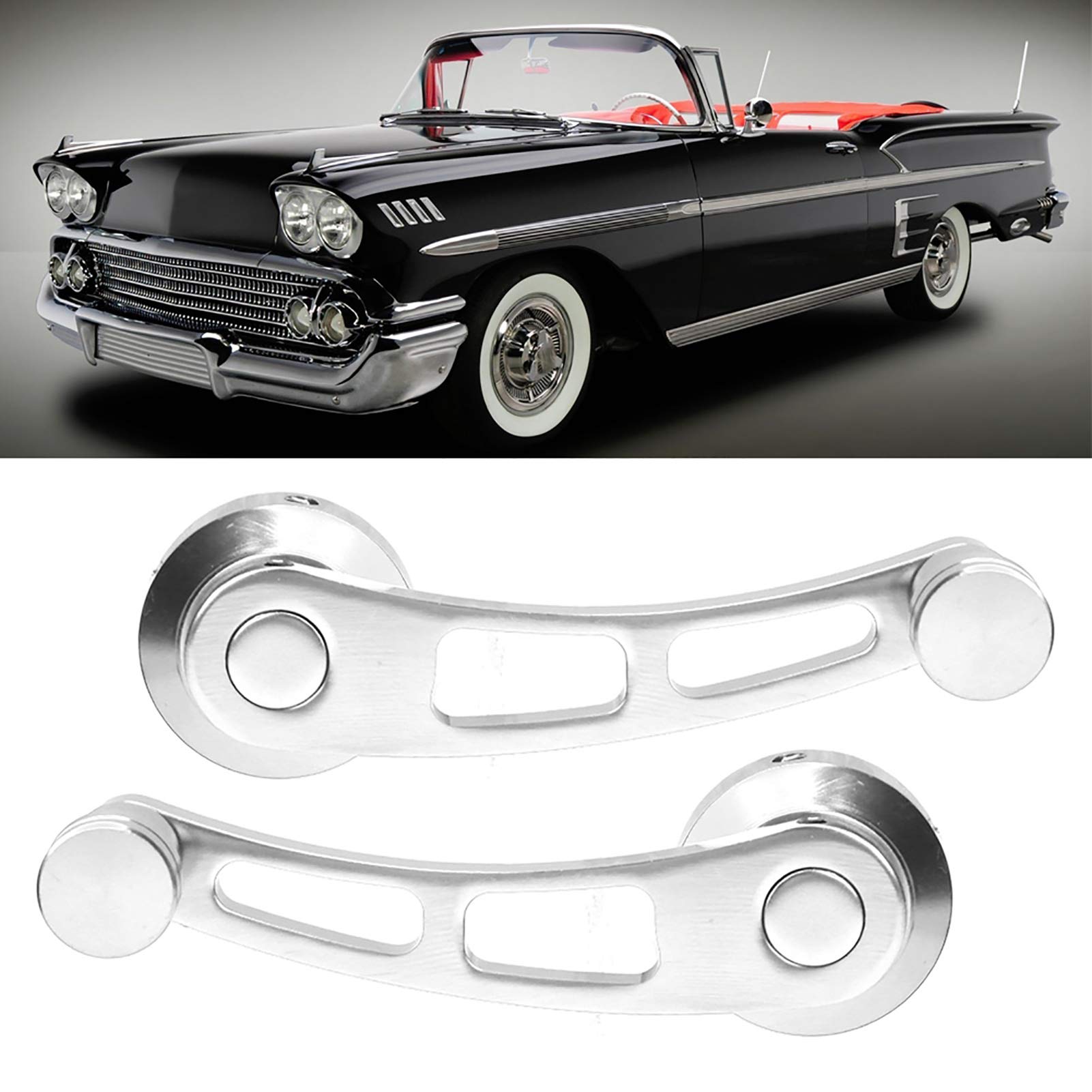 Window Crank Handle, 2Pcs Easy To Use Car Socket Crank Handle, Ergonomic Winder Crank, Alloy Window Handle Riser Fit For Classic Car(Silver)
