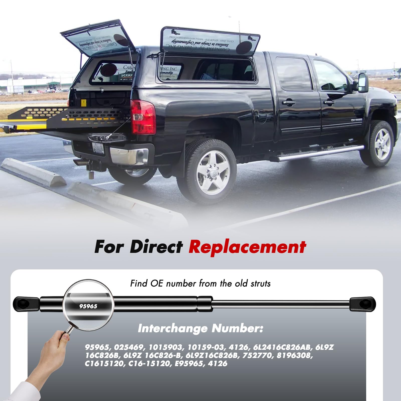 Vepagoo C1615120 C16-15120 13 Inch 55Lb/245N Gas Shock Strut For Snugtop Leer Are Atc Camper Shell Topper Rear Window, Hydraulic