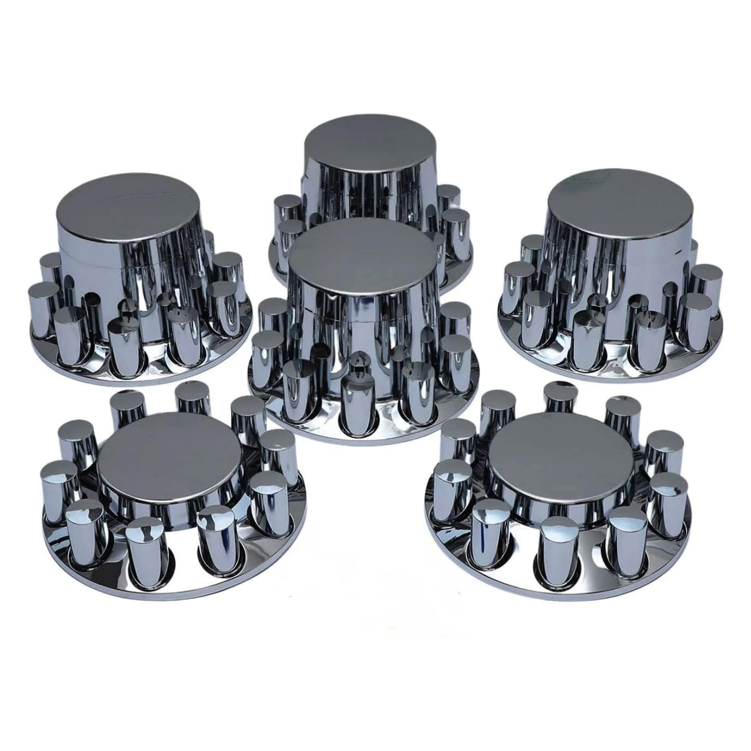 Torque Chrome Front & Rear Axle Wheel Cover Set, 33mm Cylinder Lug Nut Covers, ABS Plastic, Model TR082-TWCS, Installation Tool Included