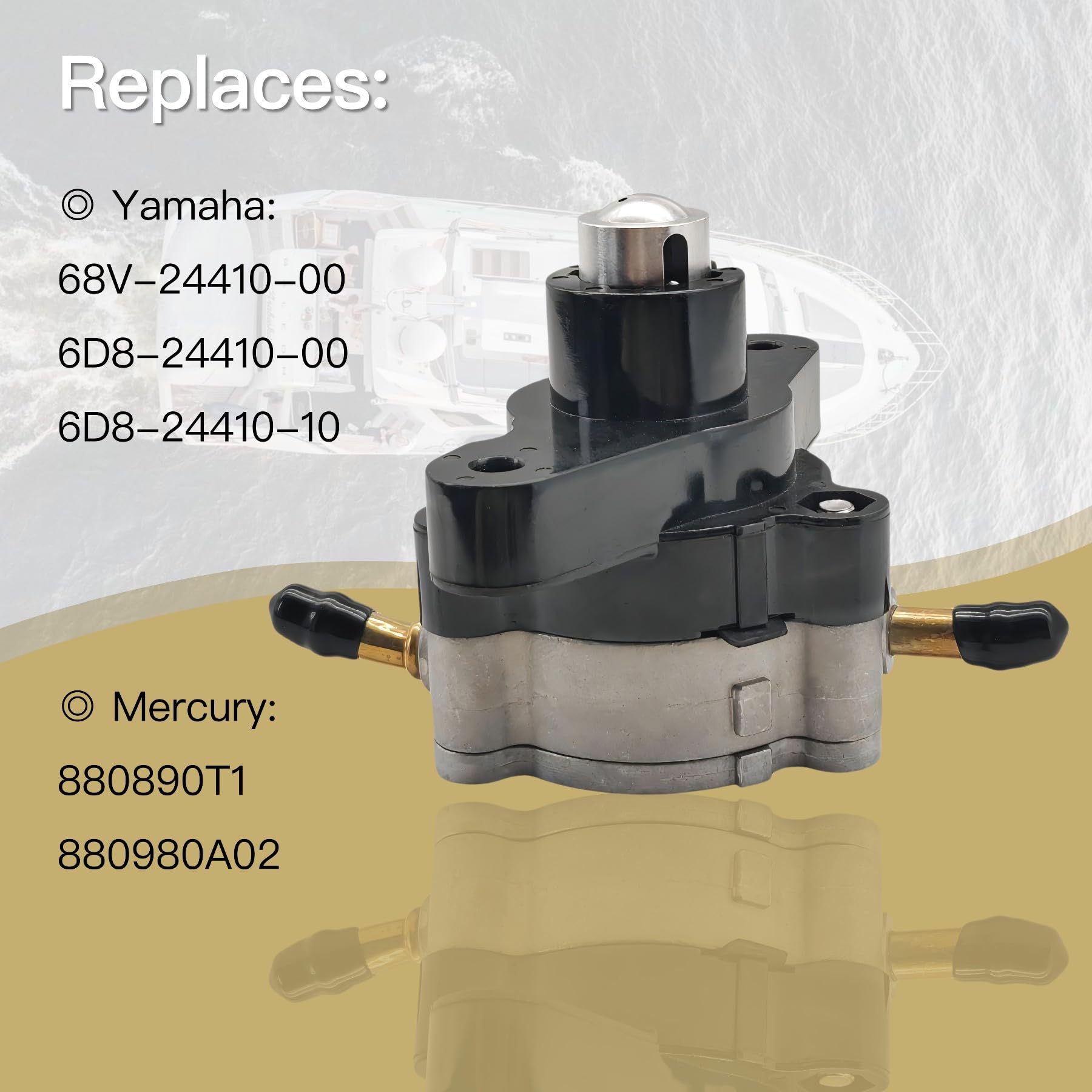 Jlm Marine 6D824410 Fuel Pump For Mercury And Yamaha F 75 80 90 100 115 Hp Outboard Models 68V-24410-00 880890T1 880980A02
