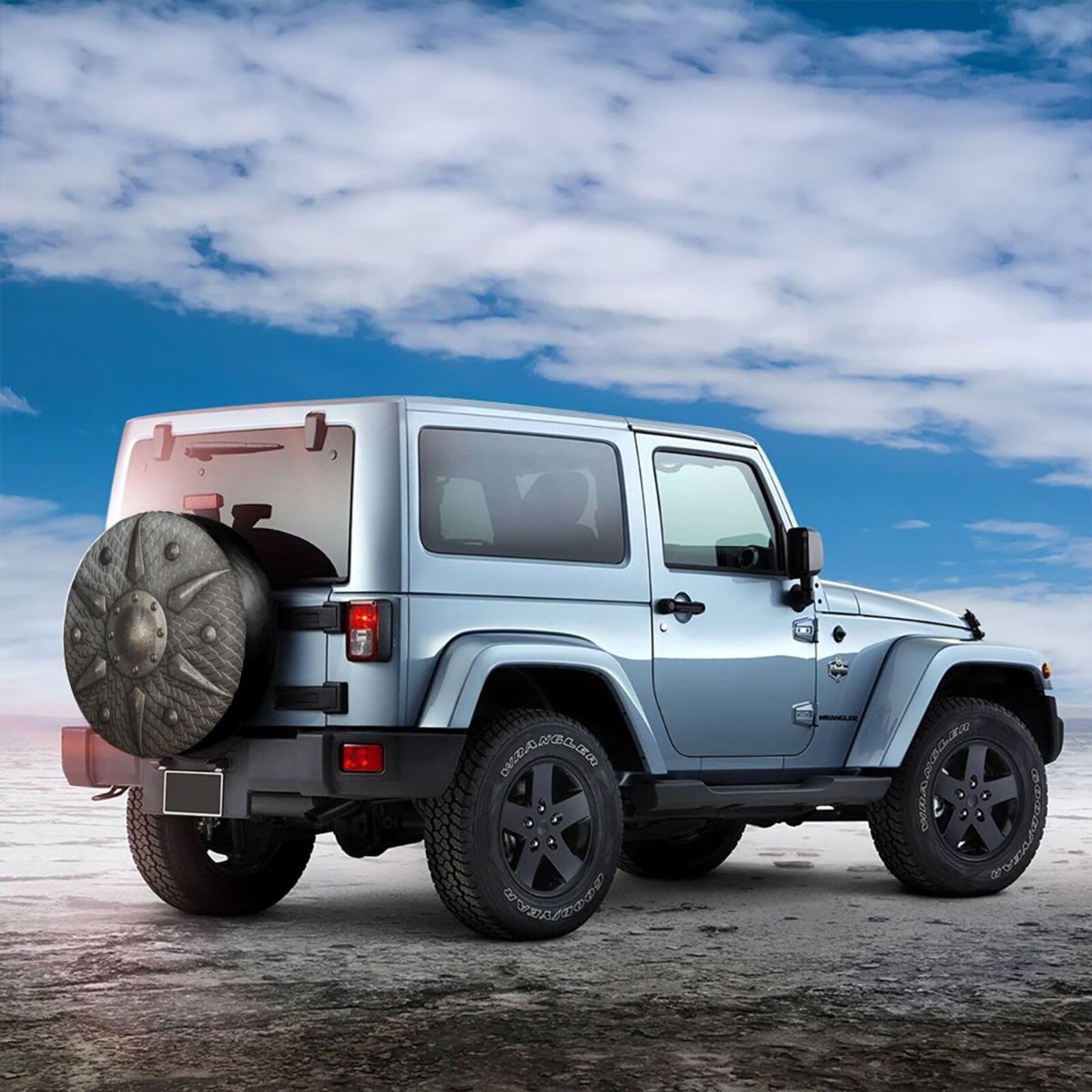 Round Metal Shield Viking Spare Tire Cover Retro Medieval Tire Wheel Covers Weatherproof Wheel Tire Protector Waterproof Tyre Co