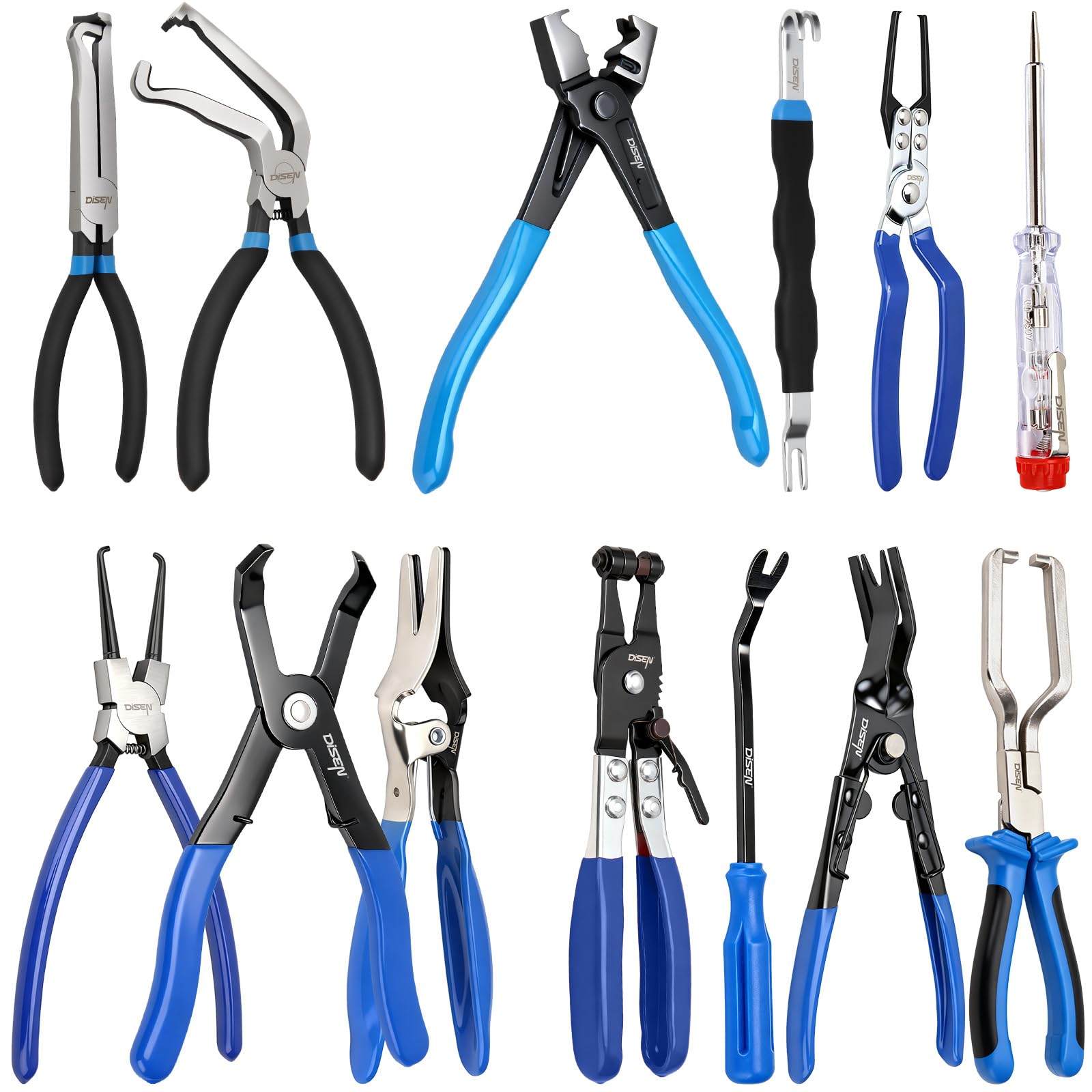 DISEN 13PCS Electrical Disconnect Pliers & Fuel Line Disconnect Tool Set, Automotive Electrical Terminal Connector Separator Rem