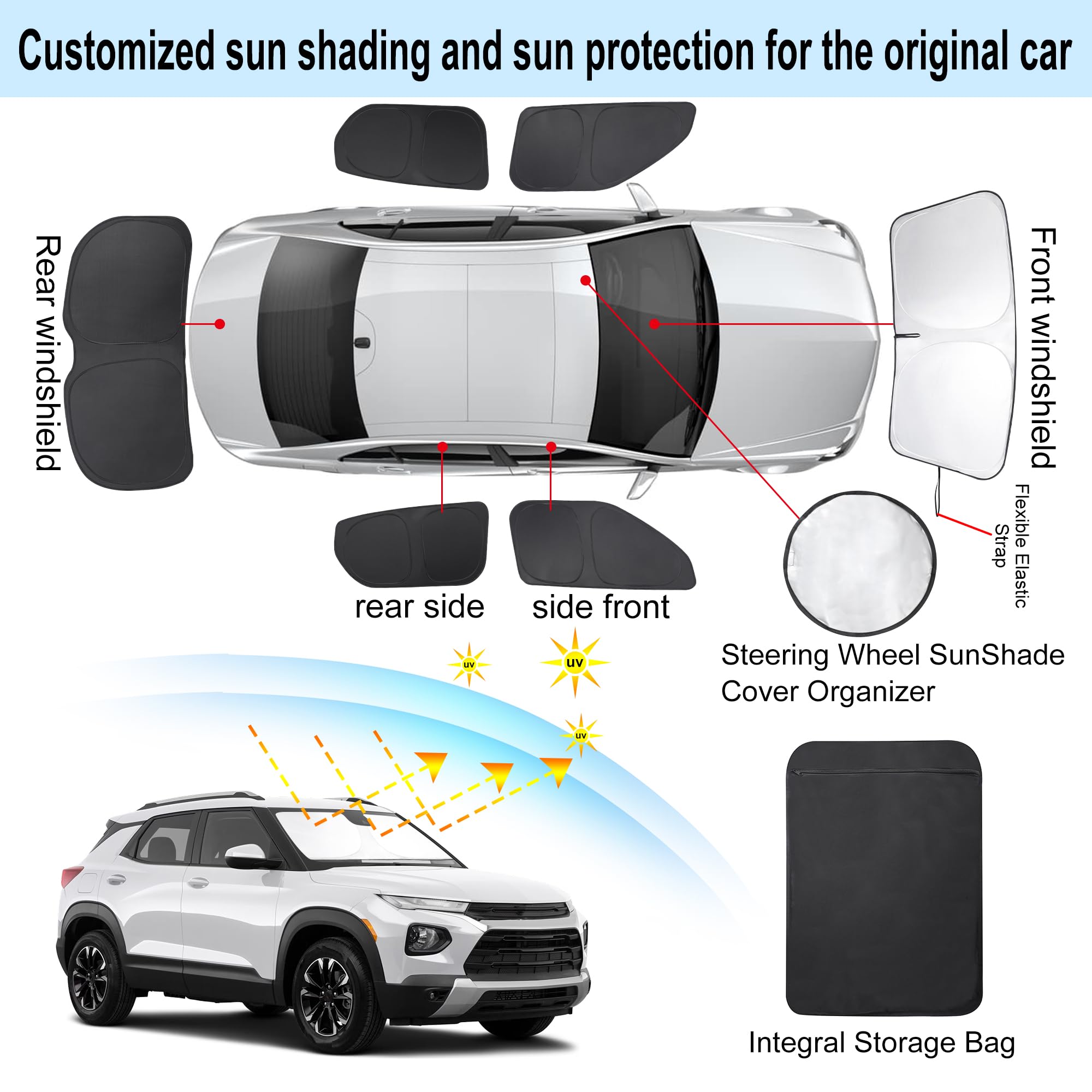 Tinglu Window Shades For Chevrolet Trailblazer 2021-2024 2025 Accessories Car Side Full Windows Rear Windshield Sun Shade Sun Uv