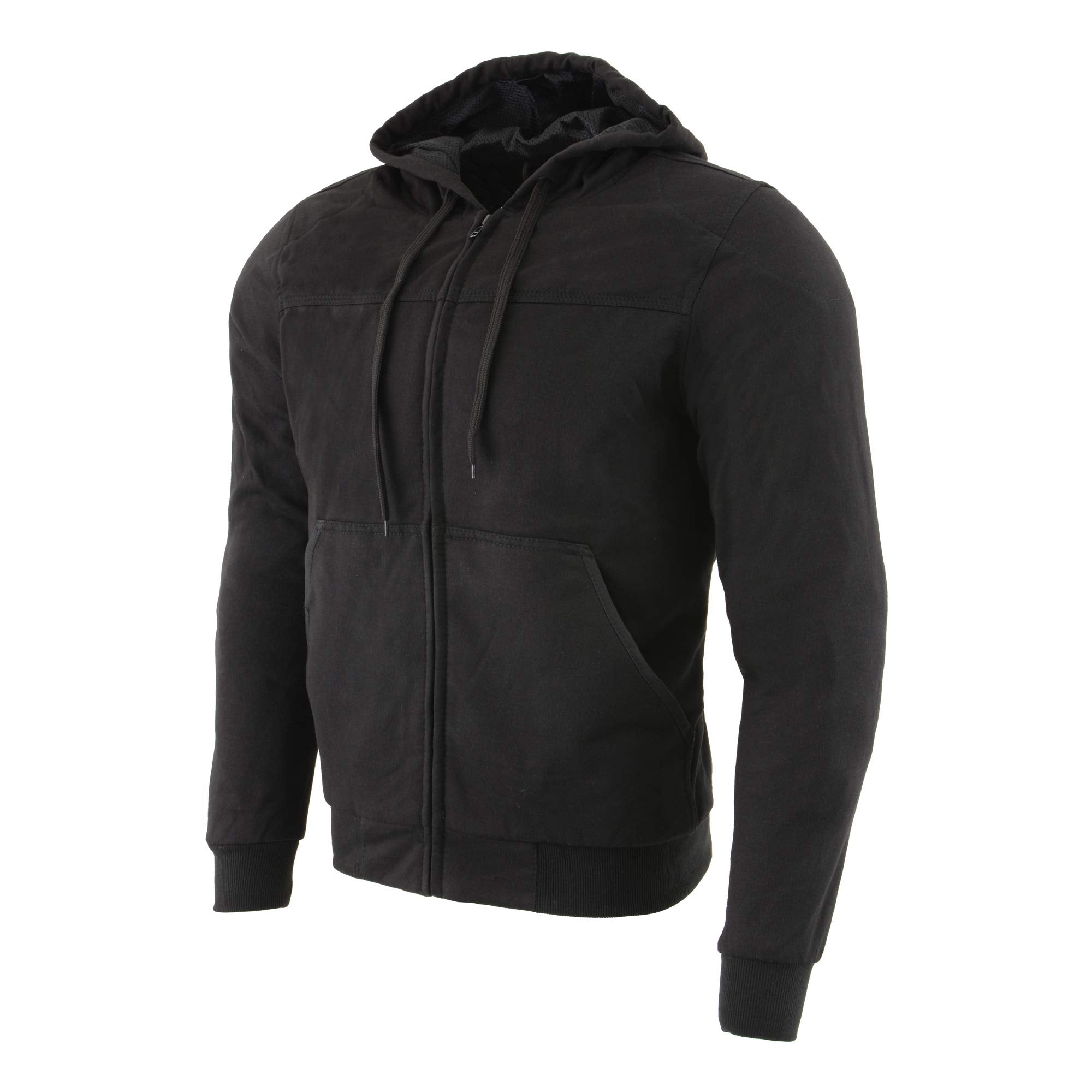 Milwaukee Leather Mpm1788 Men'S Black Ce Approved Armored Riding Hoodie Sweater With Aramid By Dupont Fibers - Medium