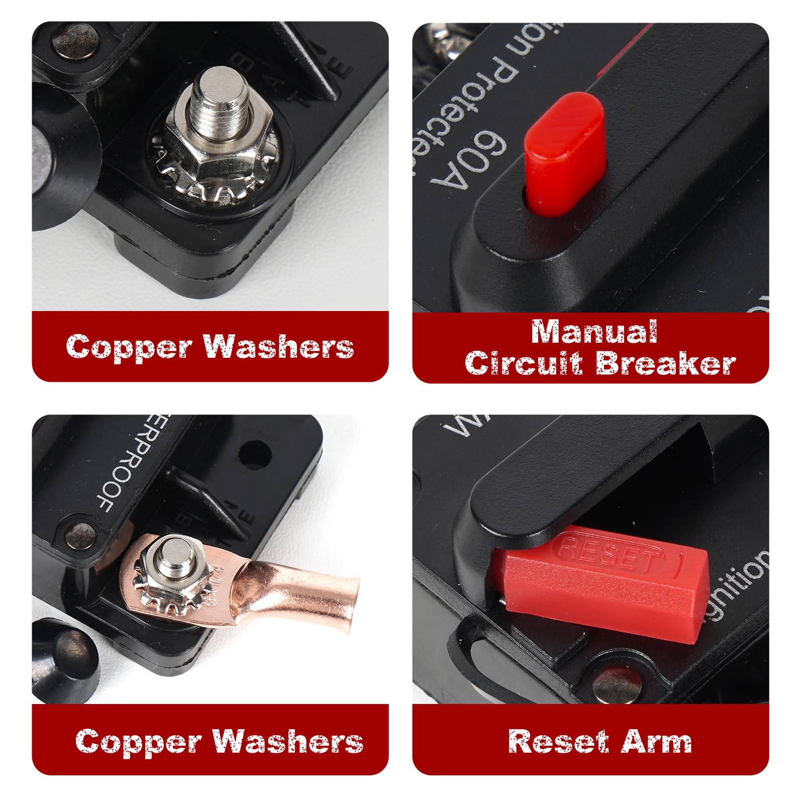 Tiwerlfe 40 Amp Circuit Breaker Manual Reset Waterproof Inline Fuse Inverter for Car ATV Marine Trolling Motors Boat Power Prote