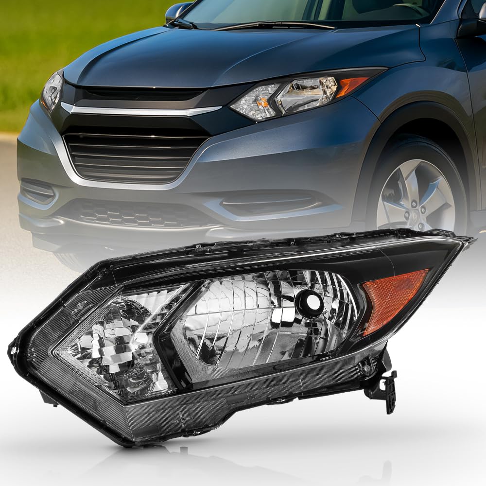 KEEKPO - Compatible with 2016 2017 2018 Honda HR-V Black Housing Headlight HeadlampsAssembly Replacement Driver Side