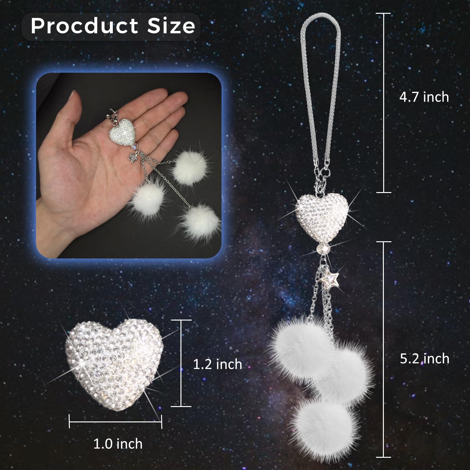 Bling Car Accessories Interior For Women - Girly Crystal Car Rearview Mirror Decor, Cute Rinestones Para Carro De Mujer, Car Mir