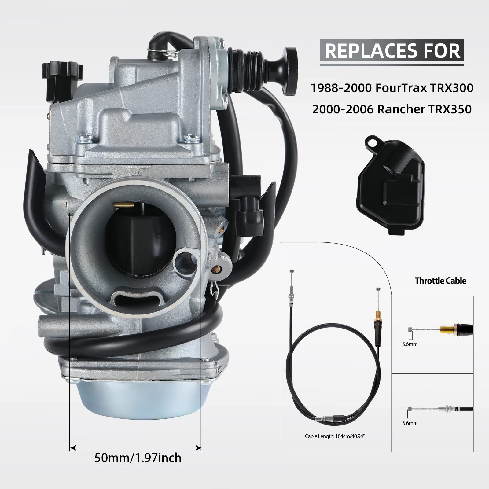 TANG FourTrax 300 Carburetor for Honda TRX300 TRX350, Rancher 350, Foreman 400 450 - Includes Air/Oil Filter & Cleaning Brush