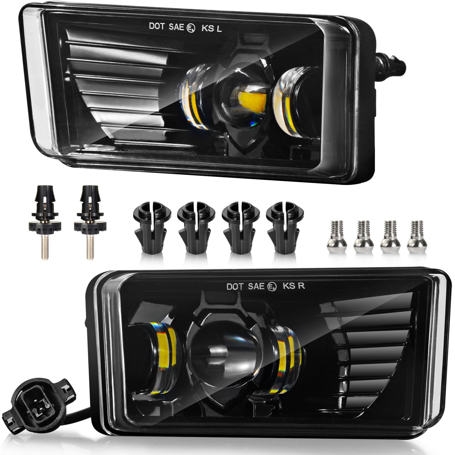 Aukmak Upgraded LED Fog Lights Assembly for Chevy Silverado, Suburban, Tahoe 2007-2014, Avalanche 2007-2013, Bright 3pcs LEDs wi