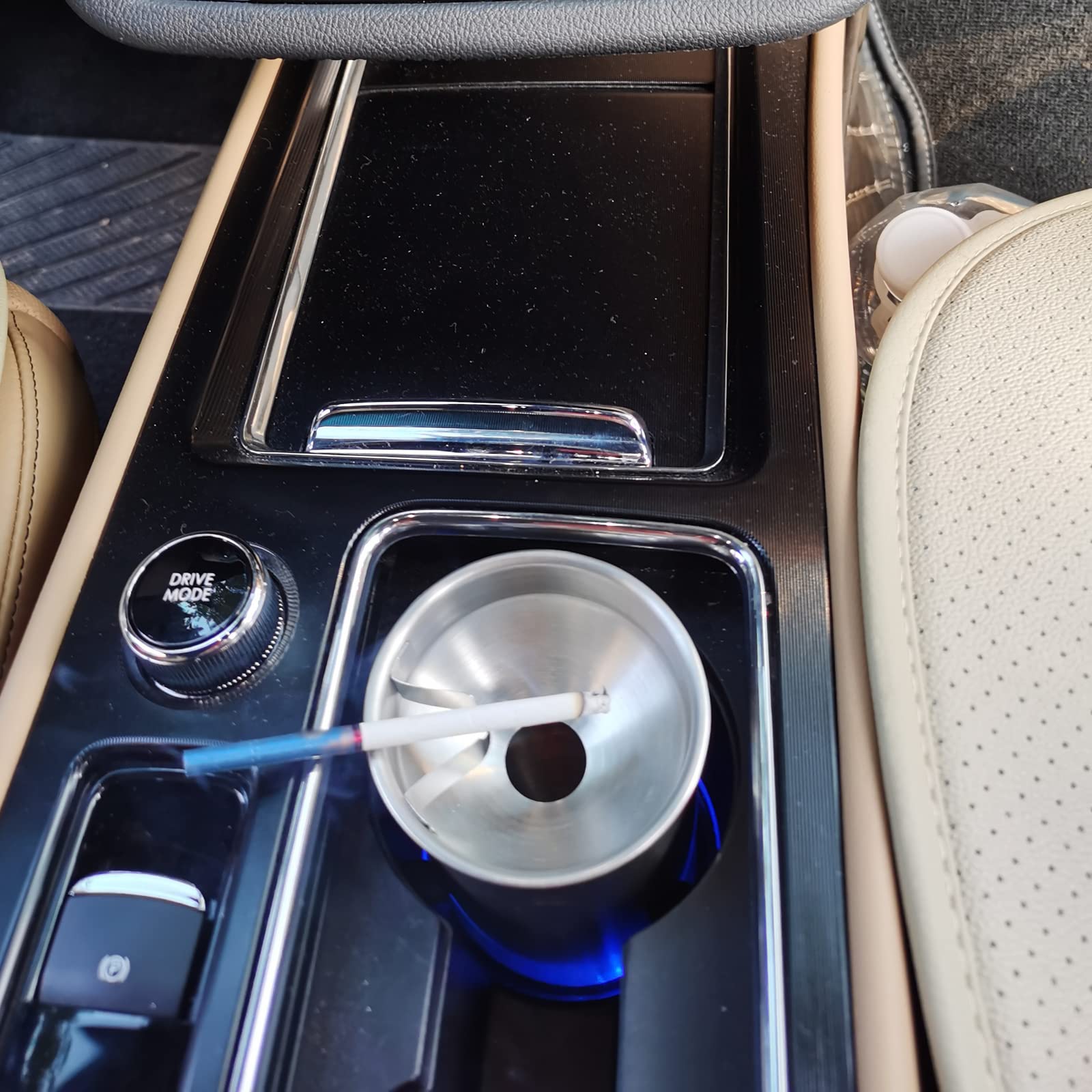Car Ashtray, Car Ashtray with Lid Smell Proof, Stainless Steel Smokeless Ashtray Windproof for Indoor or Outdoor Use, Cool Ash T
