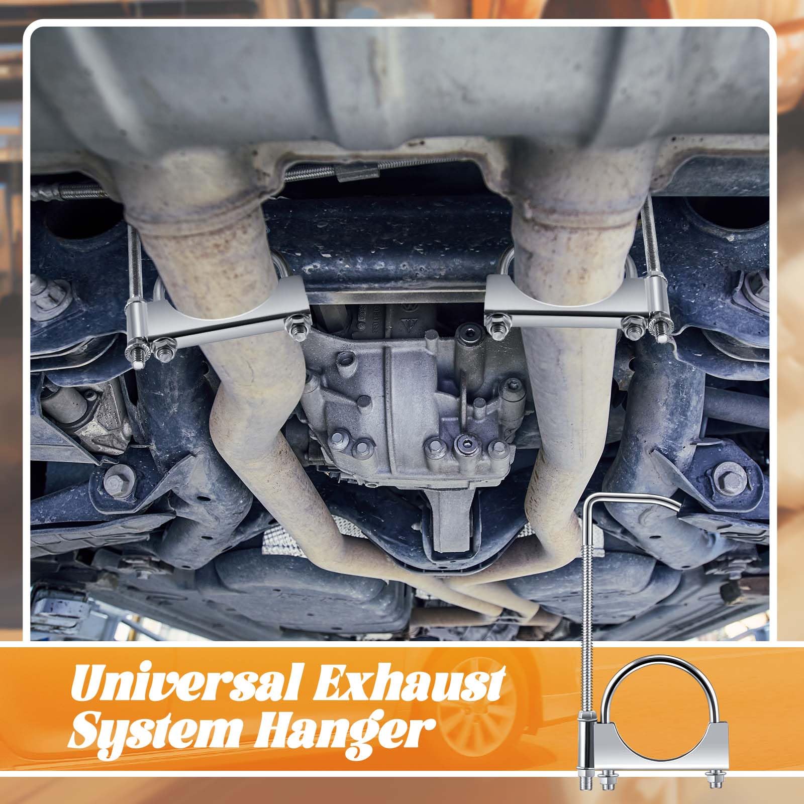 4 Pcs Exhaust Clamp with Hanger, Universal Exhaust Hangers (3 Inch)
