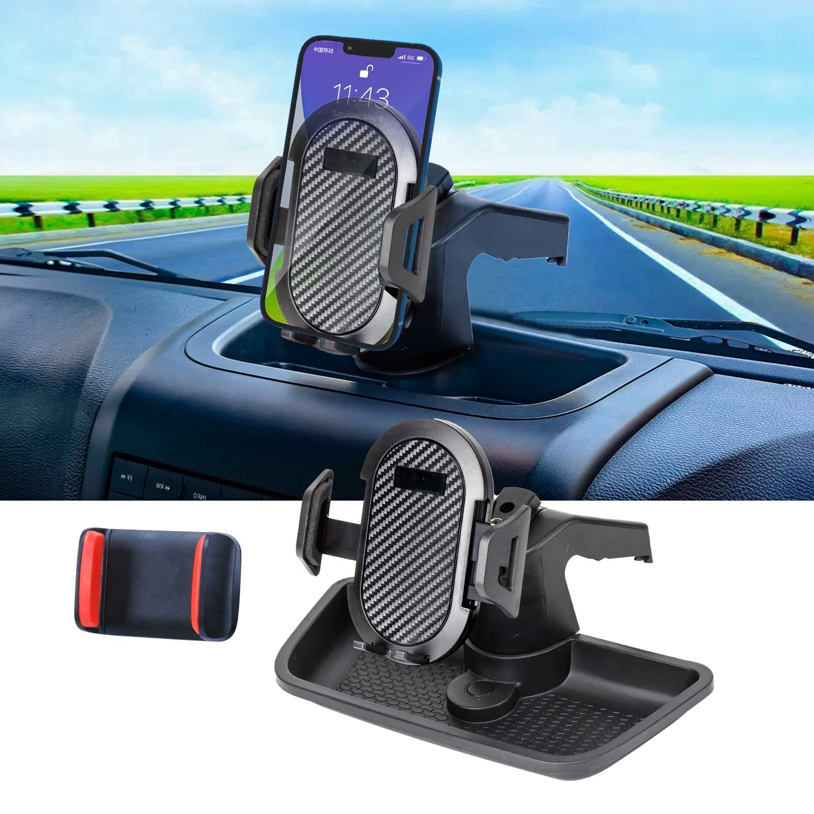 Neepiar Phone Holder Mount for 2011-2018 Jeep Wrangler JK JKU - Black Plastic Multi-Mount Kit with Storage Box