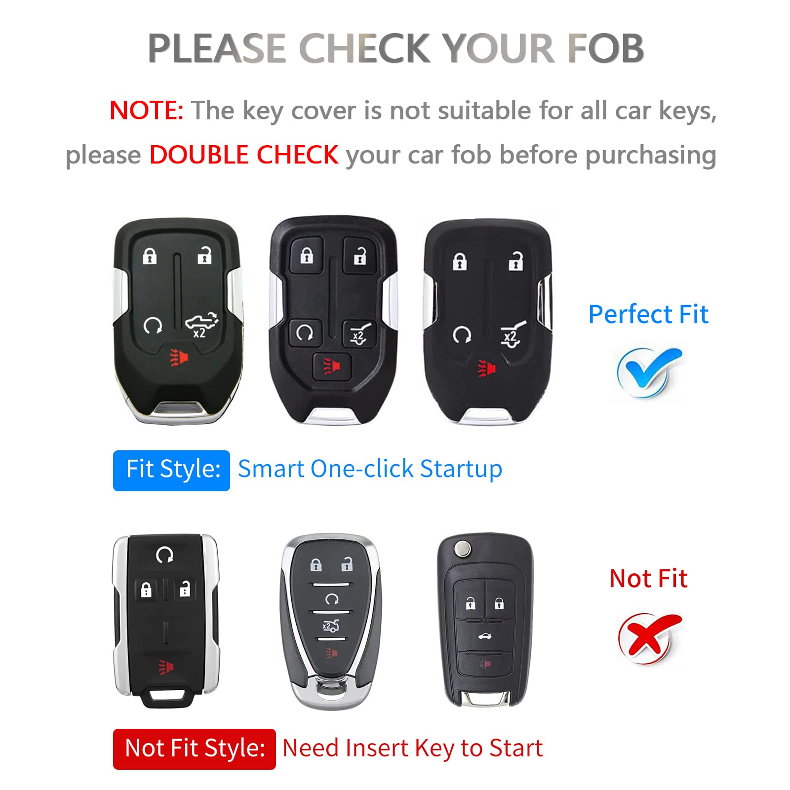 OFFCURVE Key Fob Cover with Keychain Compatible with GMC Key Fob Case for Chevy Suburban Tahoe Terrain Acadia Yukon Silverado GM