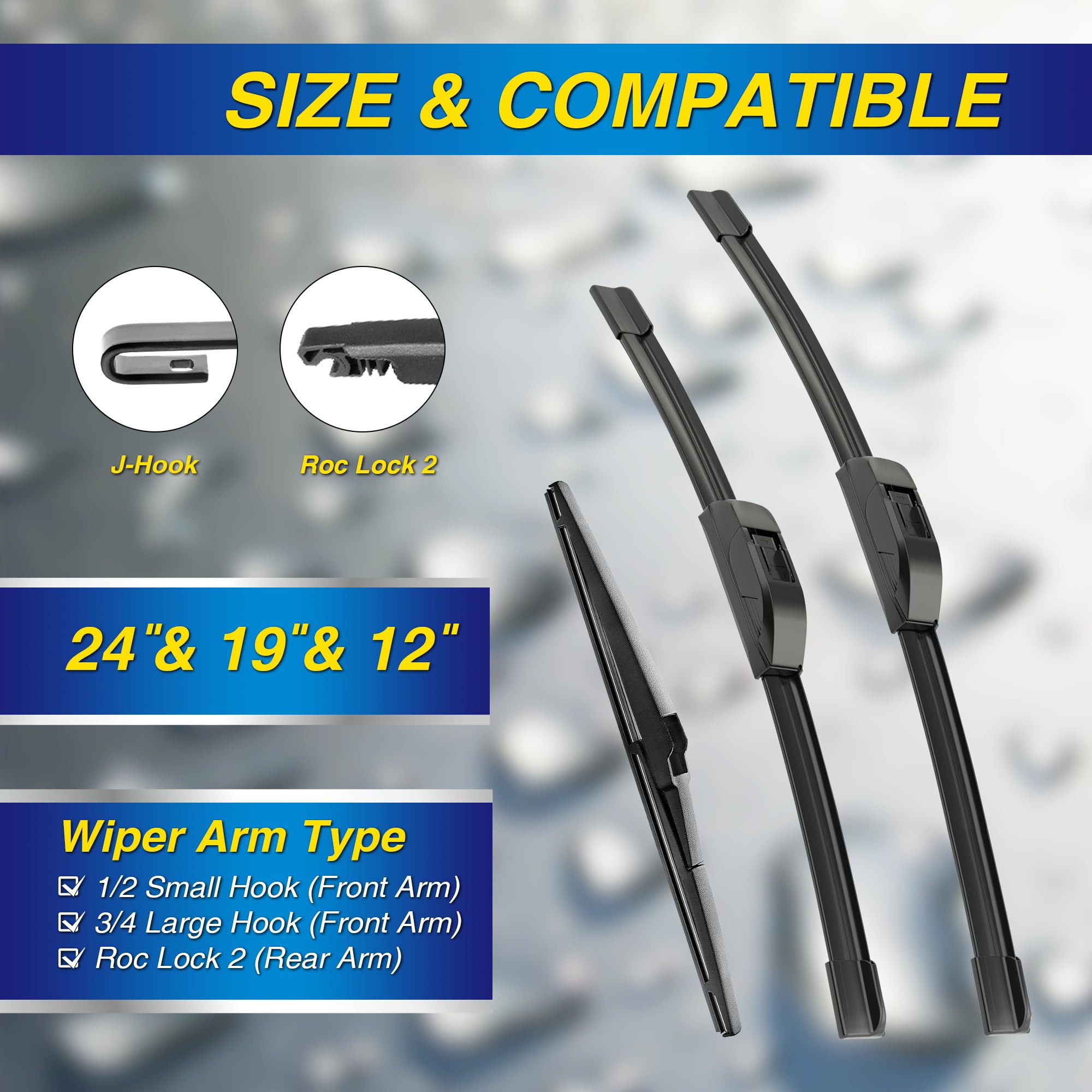 5 Plus Silicone Windshield Wipers Replacement For 2008-2020 Dodge Journey Wiper Blades(Set Of 3),Automotive Replacement Windshie