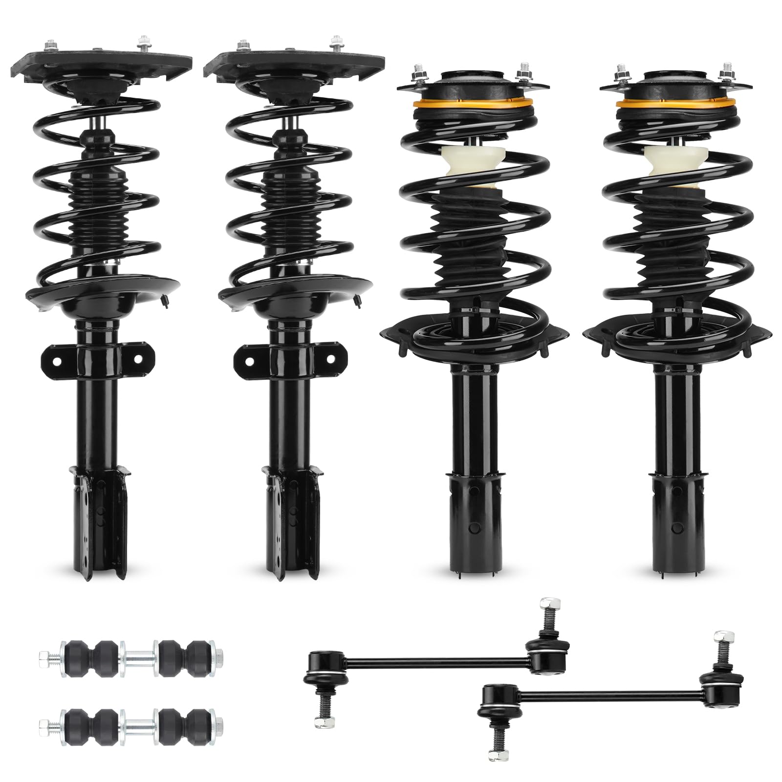 Front Struts & Rear Shock Absorber Assembly + Sway Bar End Links for 05-09 Buick Lacrosse, 04-13 Chevrolet Impala, 04-07 Chevy M