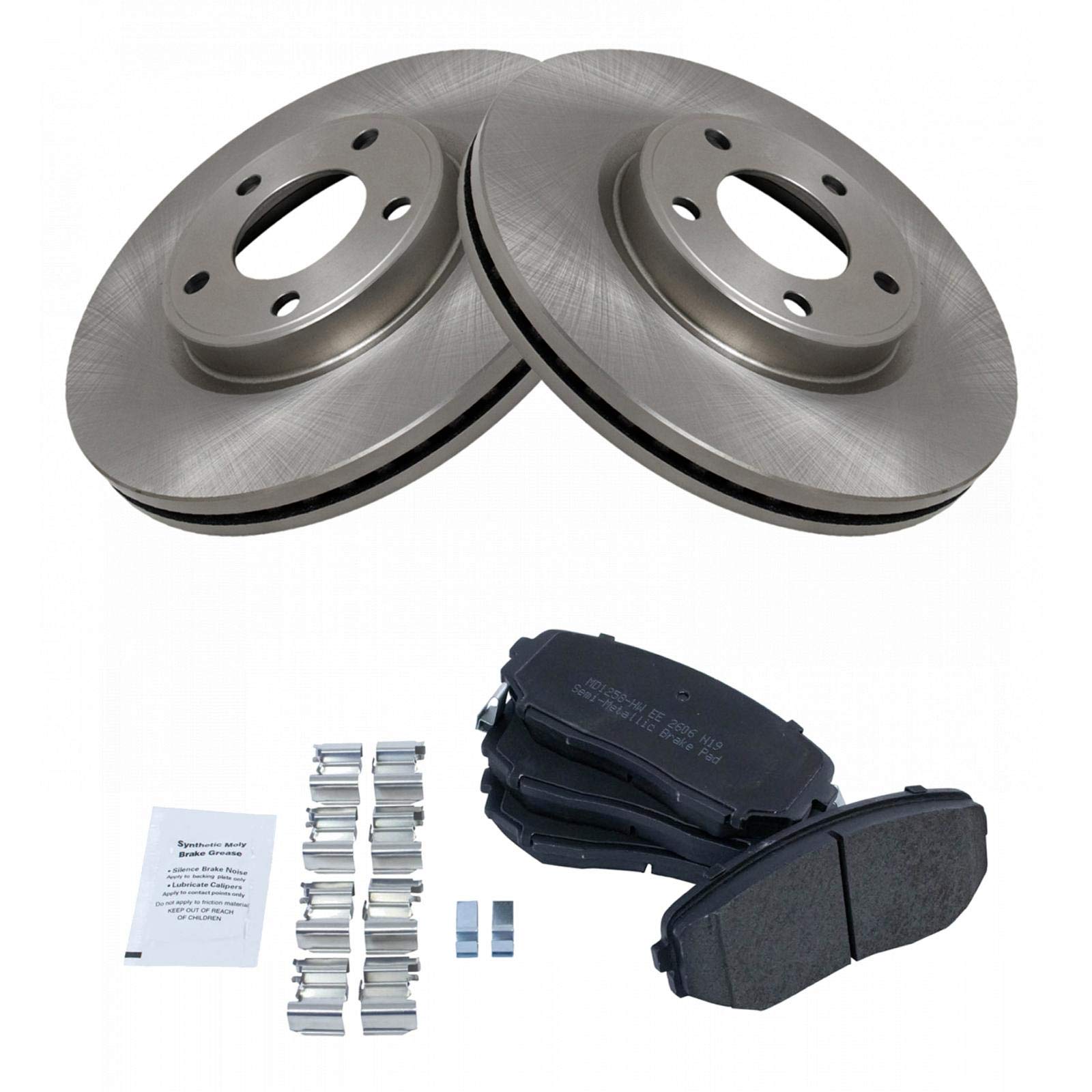 Trq Front Brake Pad & Rotor Kit Brake Pads Brake Rotor Semi-Metallic Compatible With 2007-2009 Ford Edge Lincoln Mkx