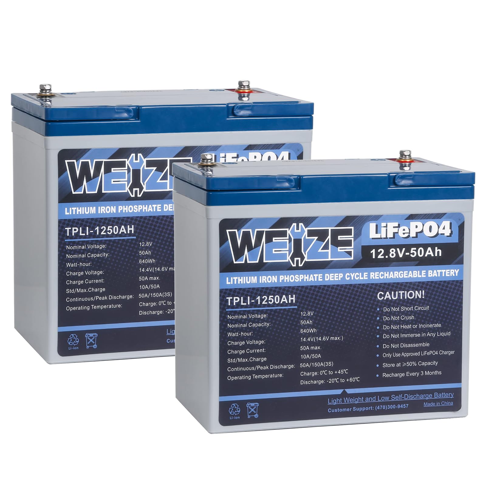 WEIZE 12V 100Ah LiFePO4 Battery Group 31 Lithium Battery, Built-in 100A BMS, Low Temperature Protection Deep Cycle Battery for T