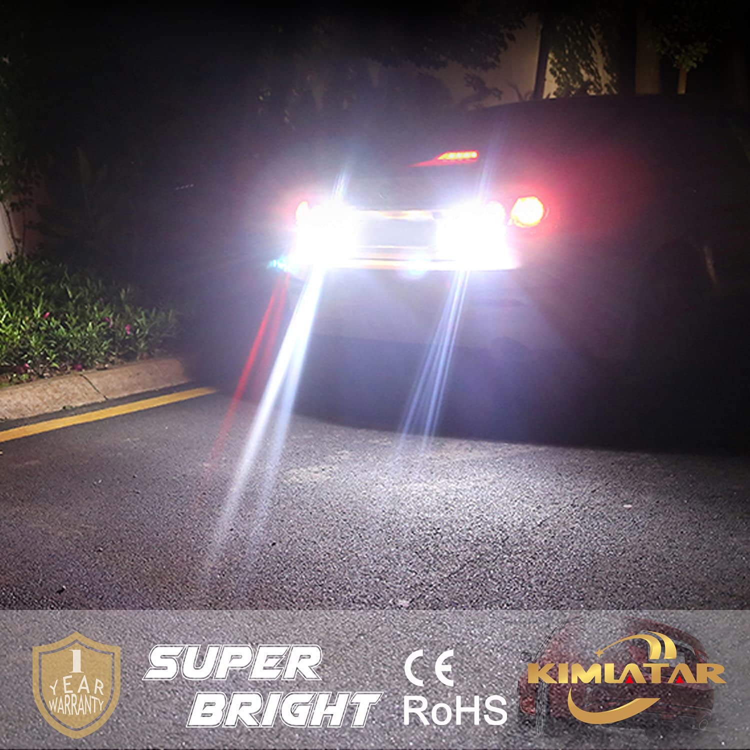 Kimlatar 7443 Led Bulbs Reverse Lights Back Up Lights Canbus Error Free 4000Lumens Csp 6-Smd Upgraded 6500K High Brightness 7440 7441 7444 Led Reverse Lights(Pack Of 2)