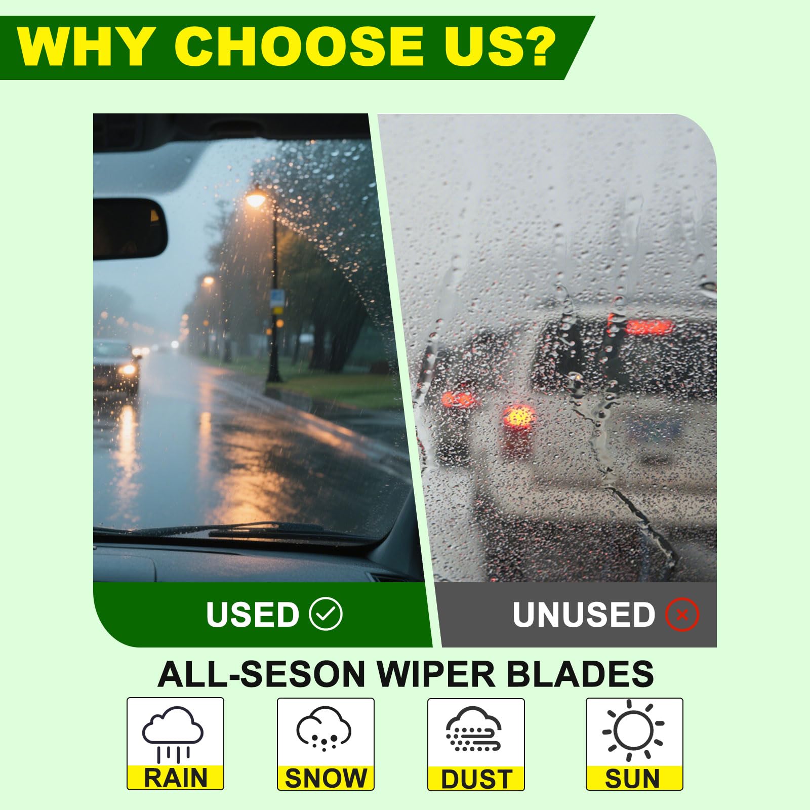 Zixmmo Quality 26In + 20In Premium All-Season Windshield Wiper Blades For Original Equipment Replacement(Set Of 2)