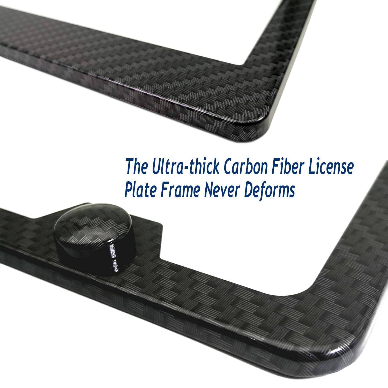 Aootf License Plate Frames Anti Theft- Tamper Proof Carbon Fiber Patterns Car Tag Holder, Heavy Duty Black Aluminum Bracket, Mou