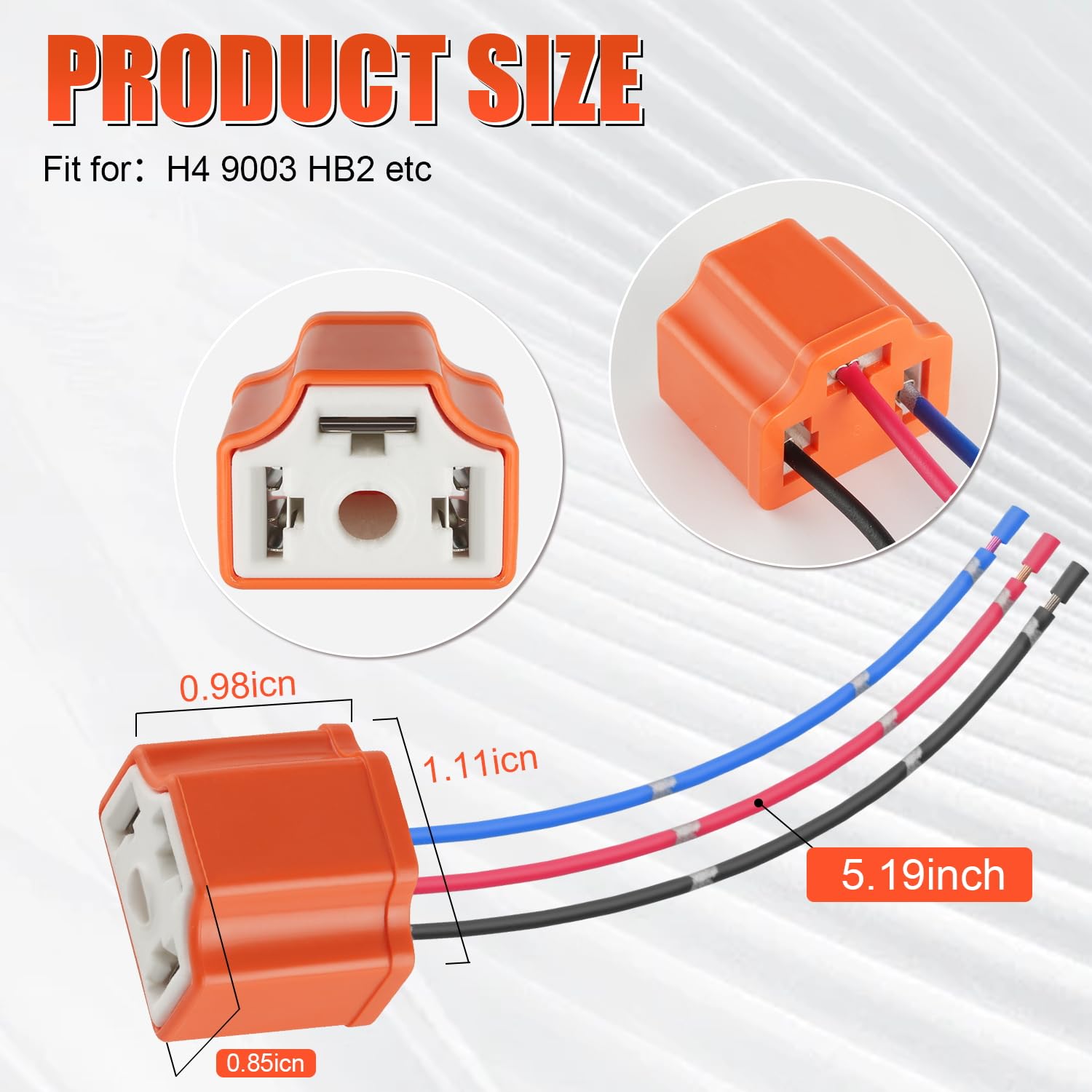 Ibrightstar H4 9003 Hb2 Female High Temperature Ceramic Adapter Wiring Harness Sockets Wire For Headlights Or Fog Lights