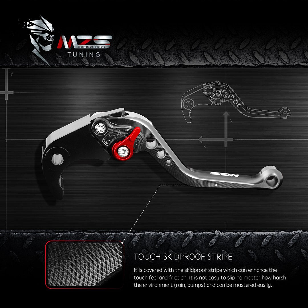 MZS Red Motorcycle Brake Clutch Levers Short Adjustable CNC Compatible with GSF650 / GSX650F / DL1000 V-Strom / SV1000 SV1000S /