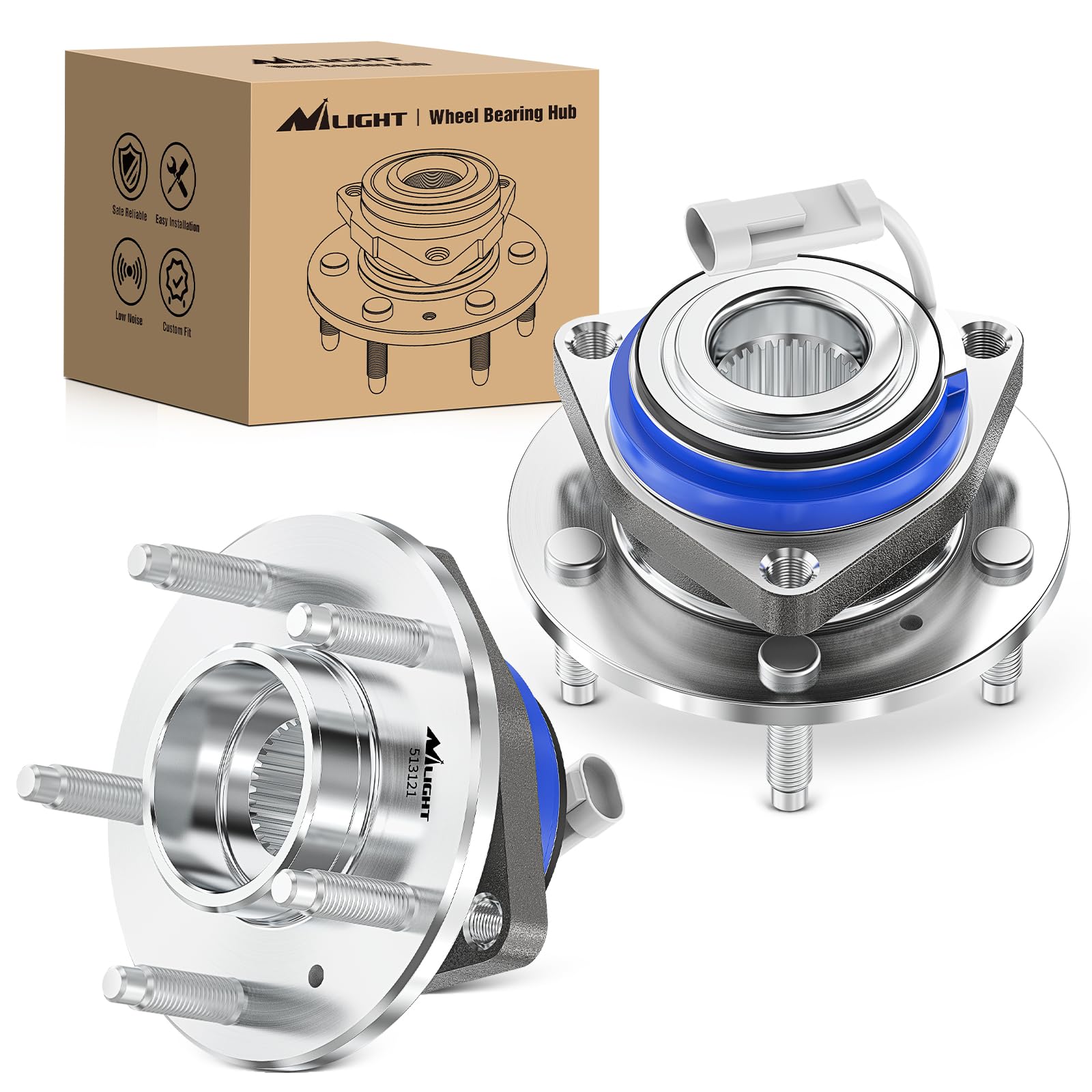 Nilight Front Wheel Hub and Bearing Assembly for Chevy Impala 2000 2002 2003 2004 2005 2006 2007-2011, Buick Lacrosse Allure 200